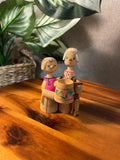 Vintage Russian Wooden Folk Art Figurines with Beer Mug  Moscow 1982 Stay glo paint