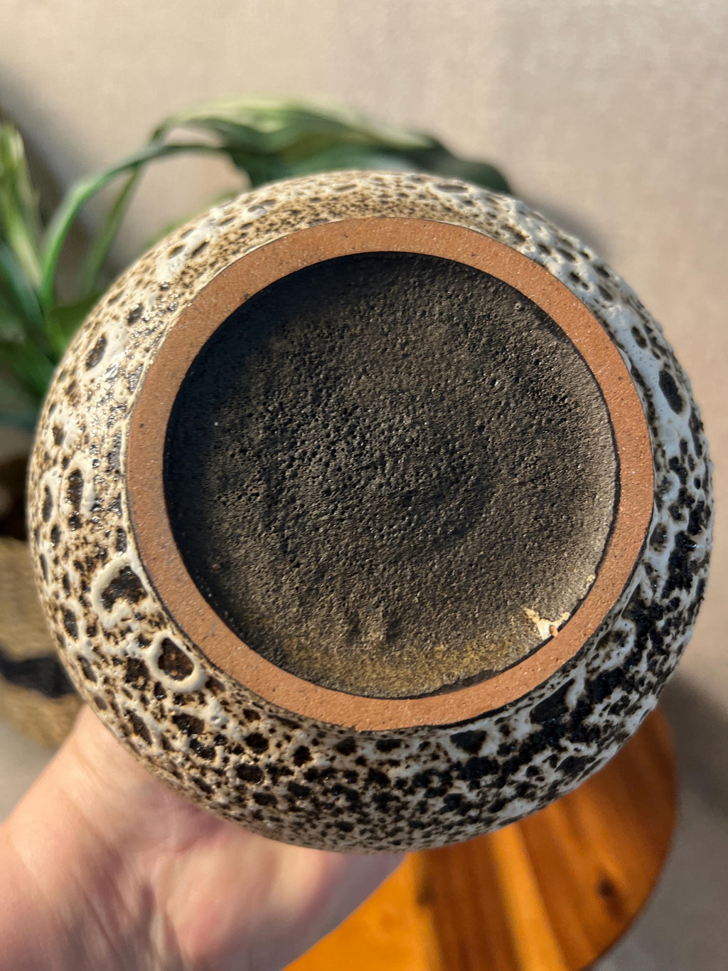 West German Fat Lava Vase Red Black Tan cream MCM Art Pottery