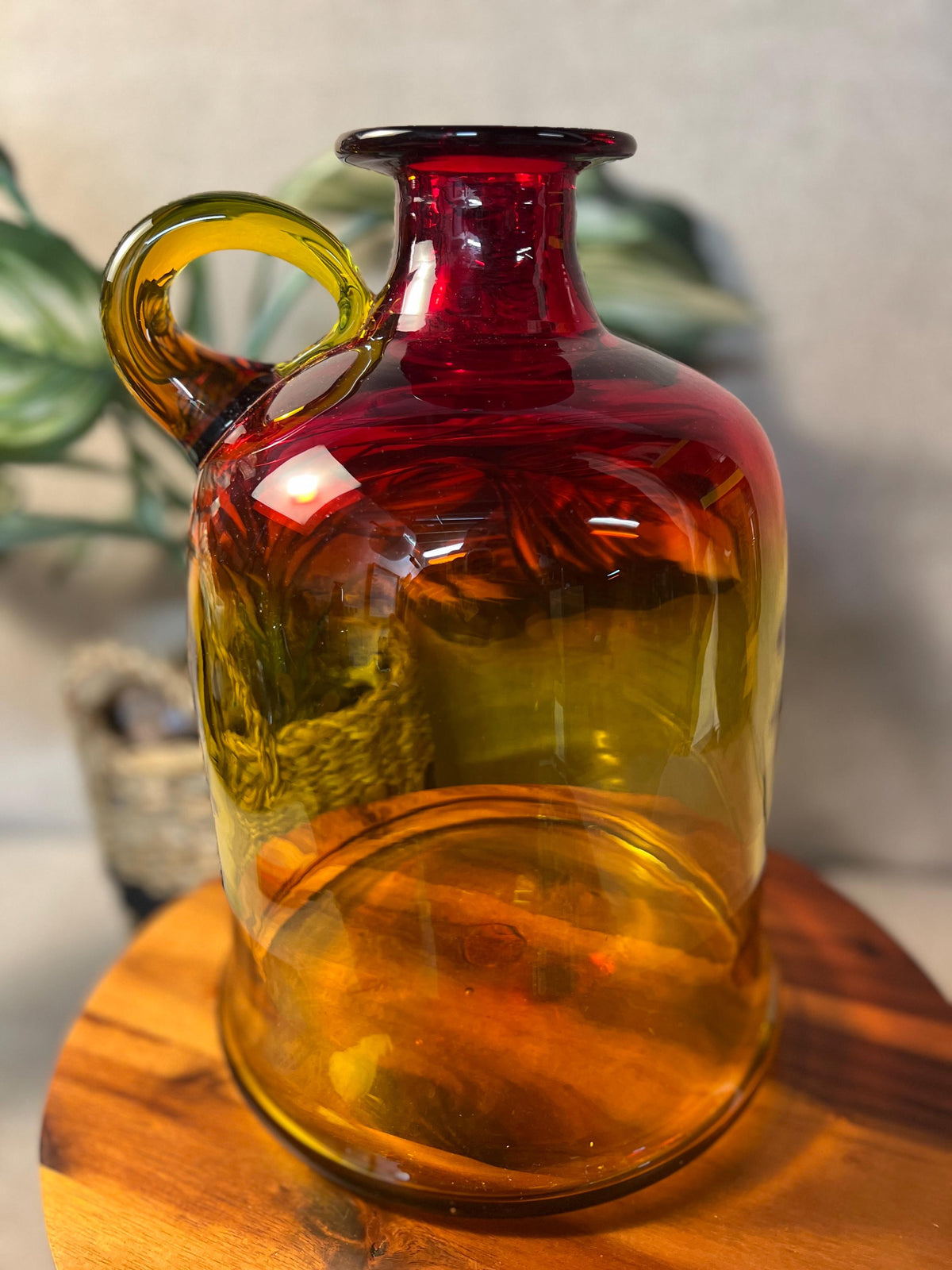 Vintage BLENKO Tangerine 7226 Amberina MOONSHINE JUG - Stunning Color - Clean