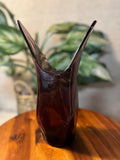 Vintage MCM Viking Split Vase Amethyst Purple Swung Glass