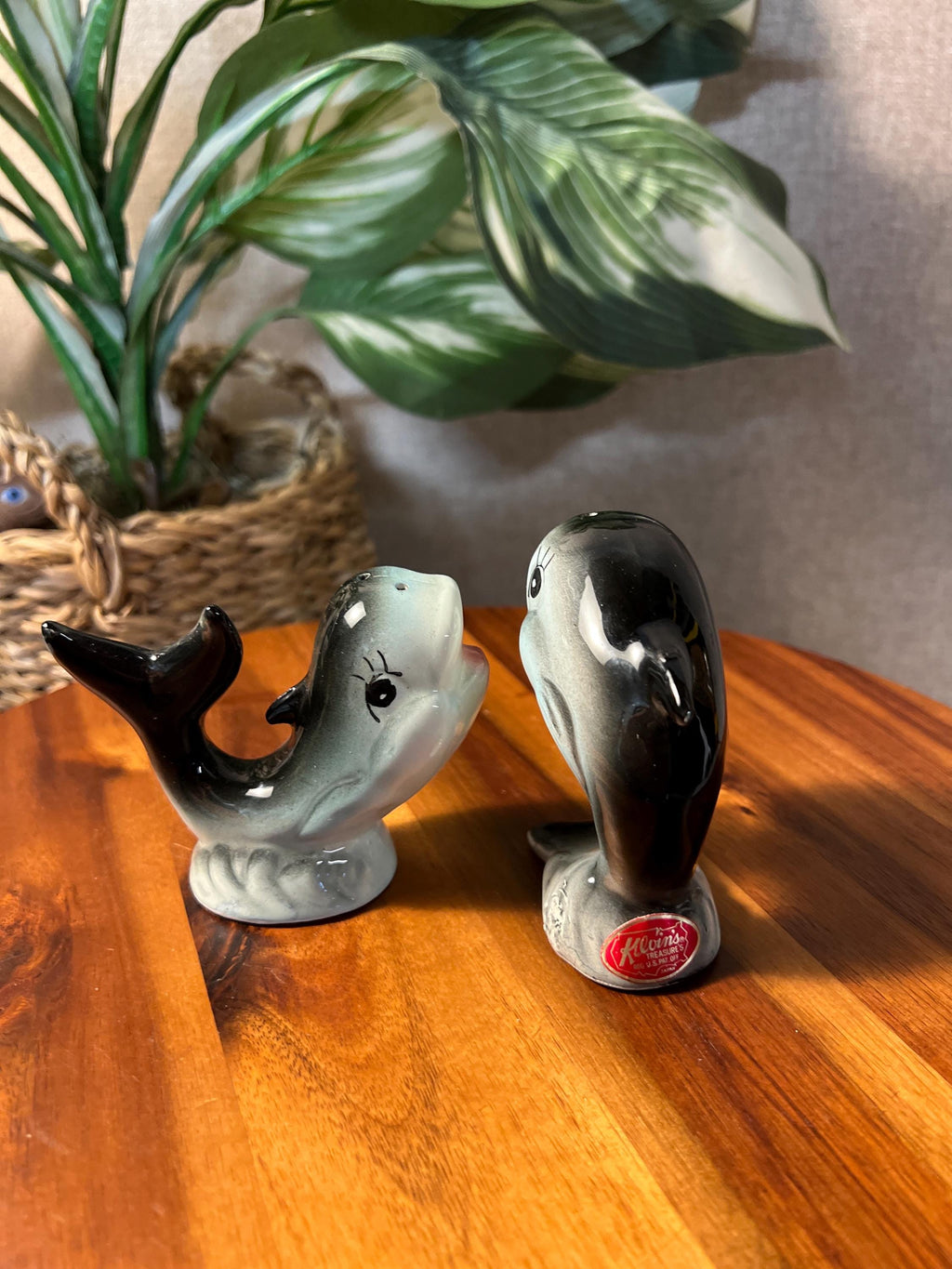 Vintage Anthropomorphic Whale S&P Shakers Japan Salt Pepper