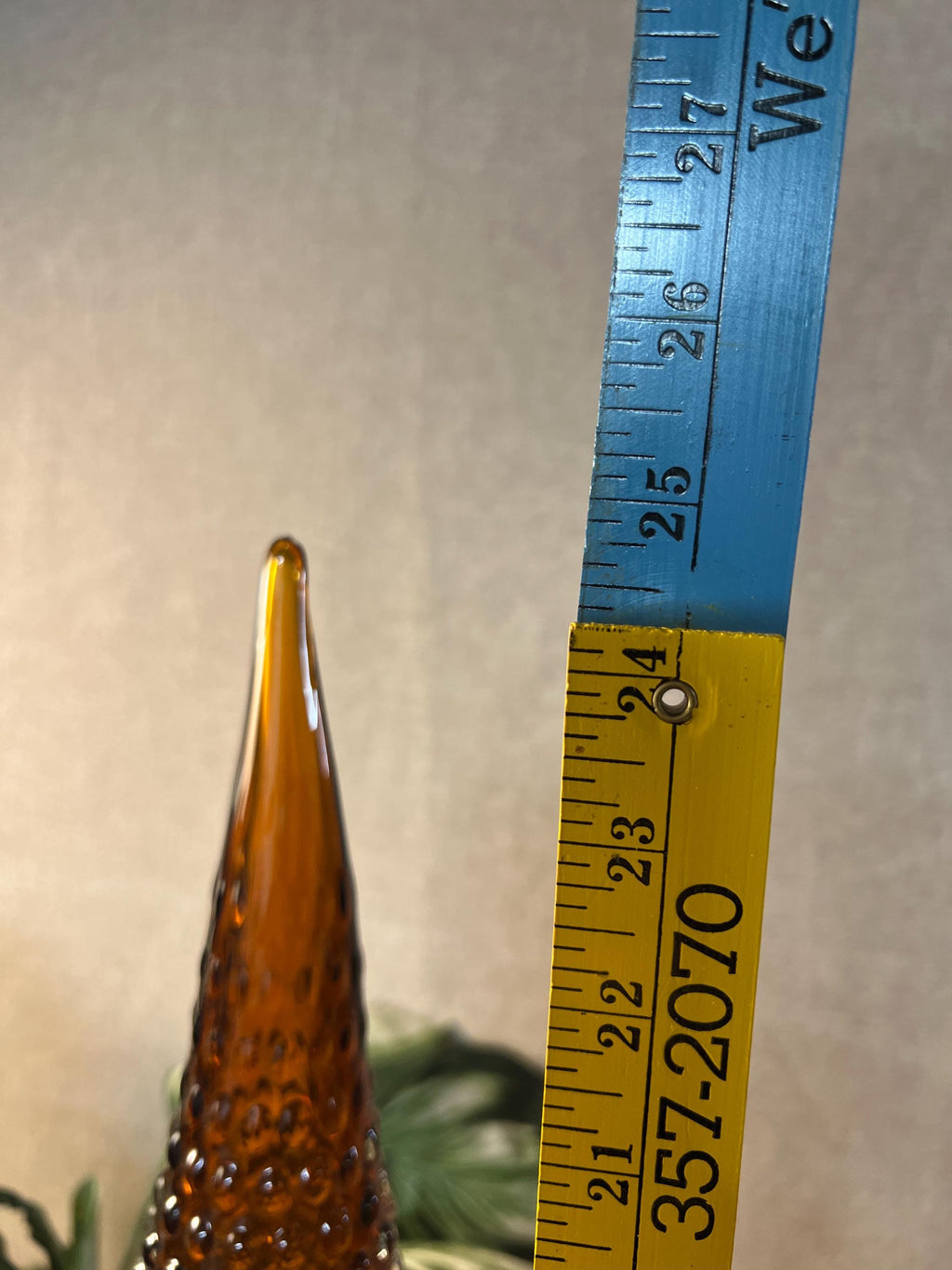 Vintage Decanter Vase Amber Hobnail Handblown Hand Blown Genie 25 MCM some chips on rim