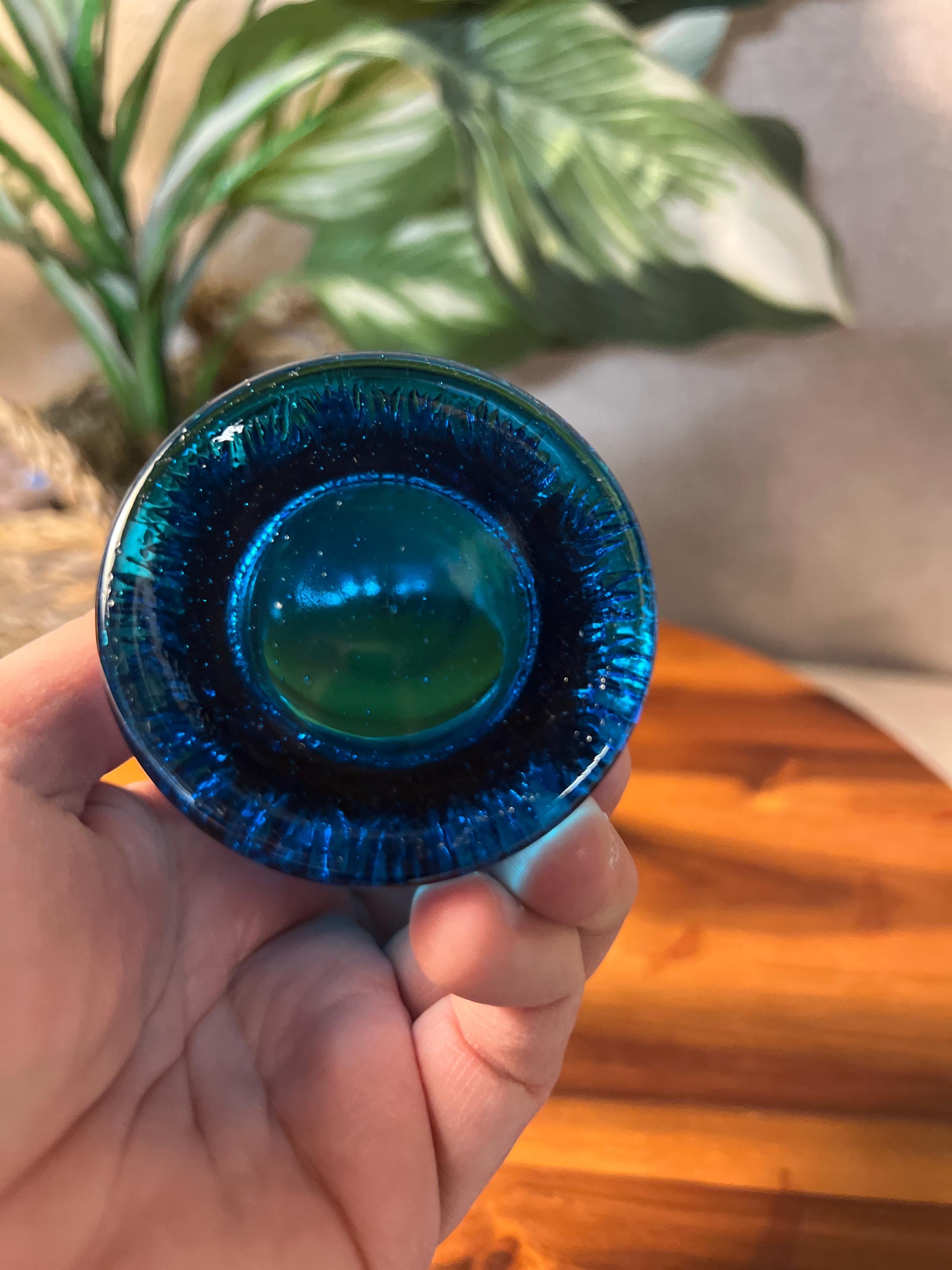 ROBERT Hansen EAPG Unsigned Tree Stump Toothpick Holder Colonial Blue