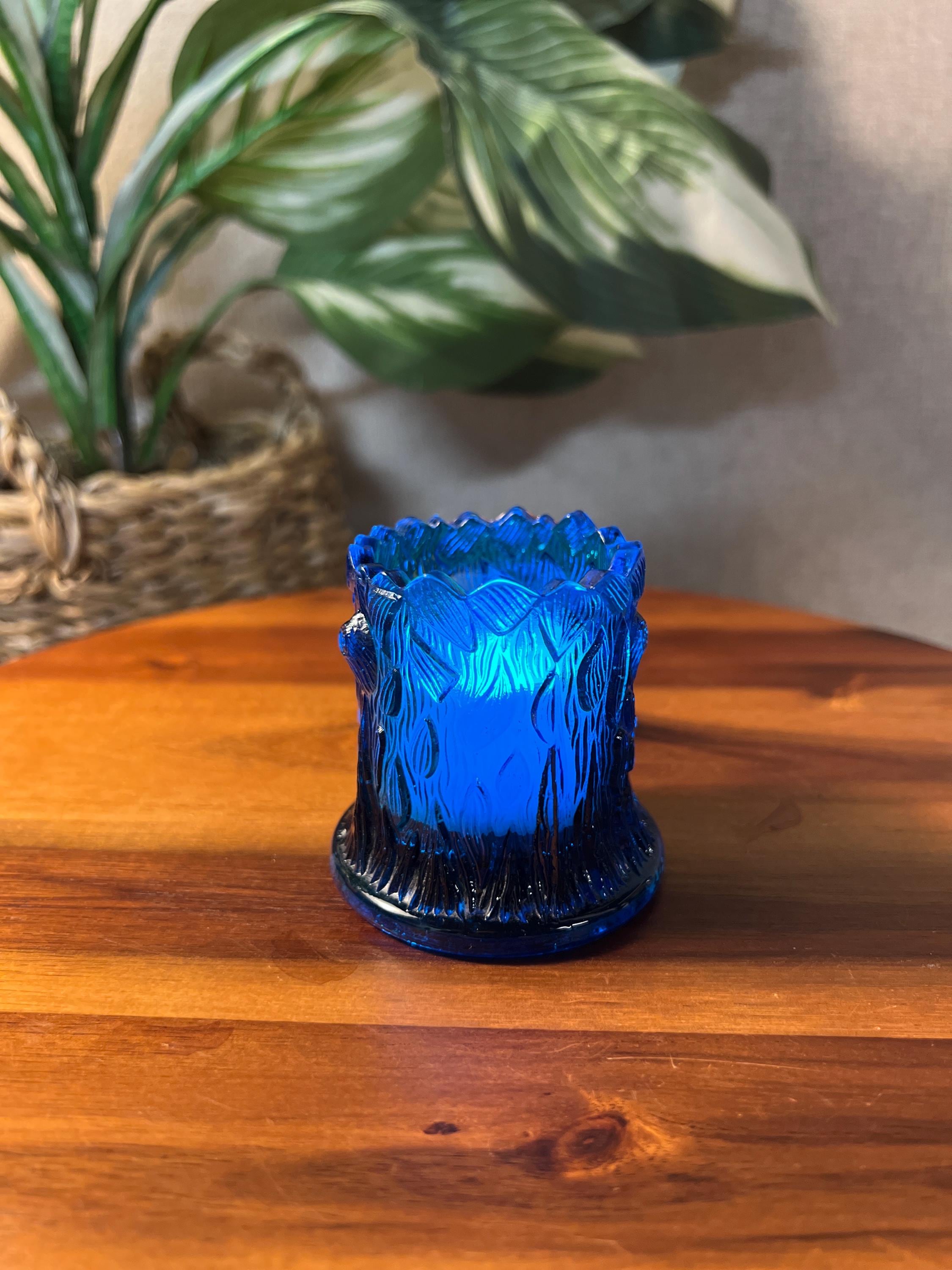 ROBERT Hansen EAPG Unsigned Tree Stump Toothpick Holder Colonial Blue