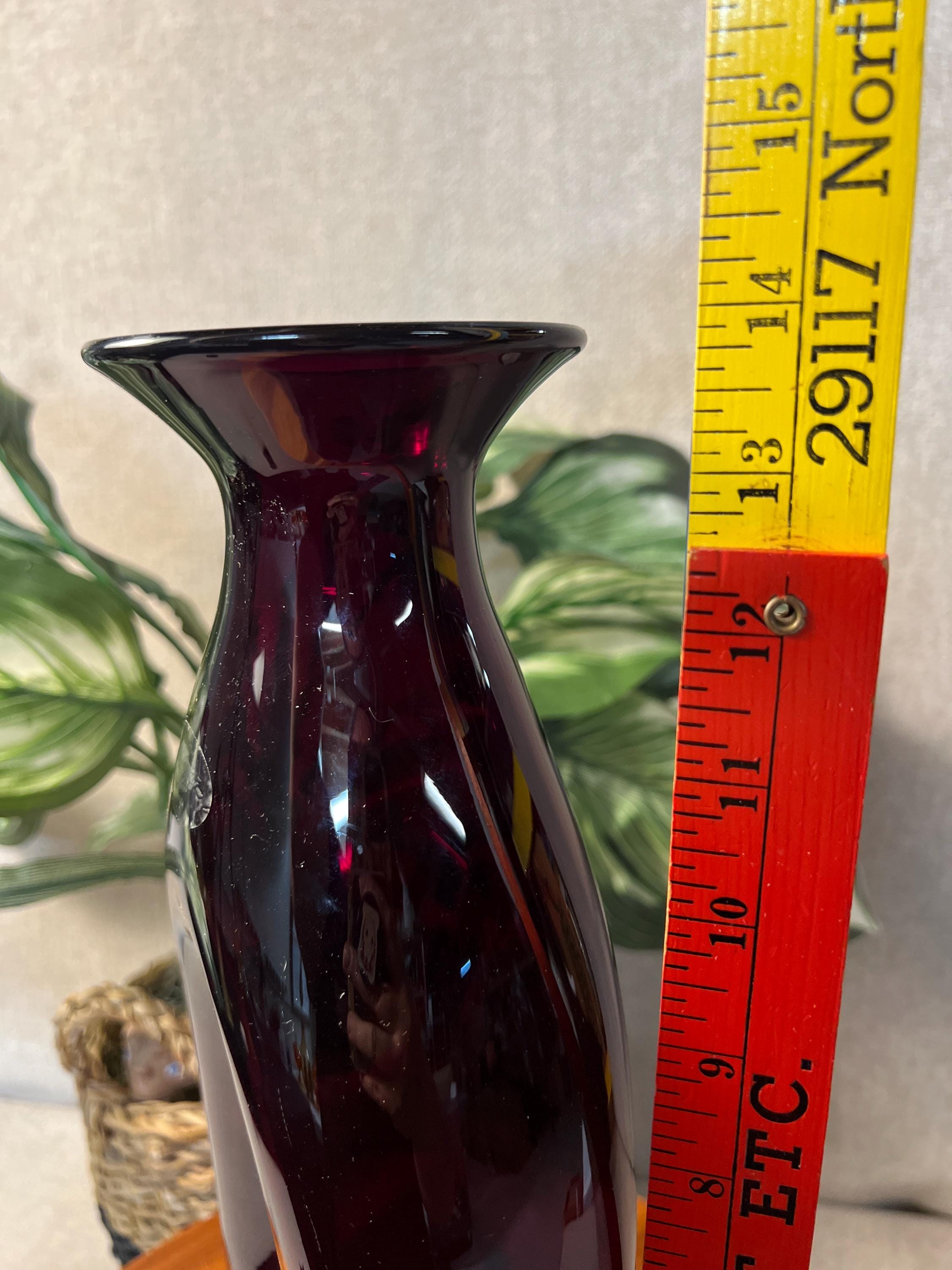 BLENKO 2507 BRAVO COLLECTION Ruby Dimpled Hand Blown Glass Bottle 14" Signed