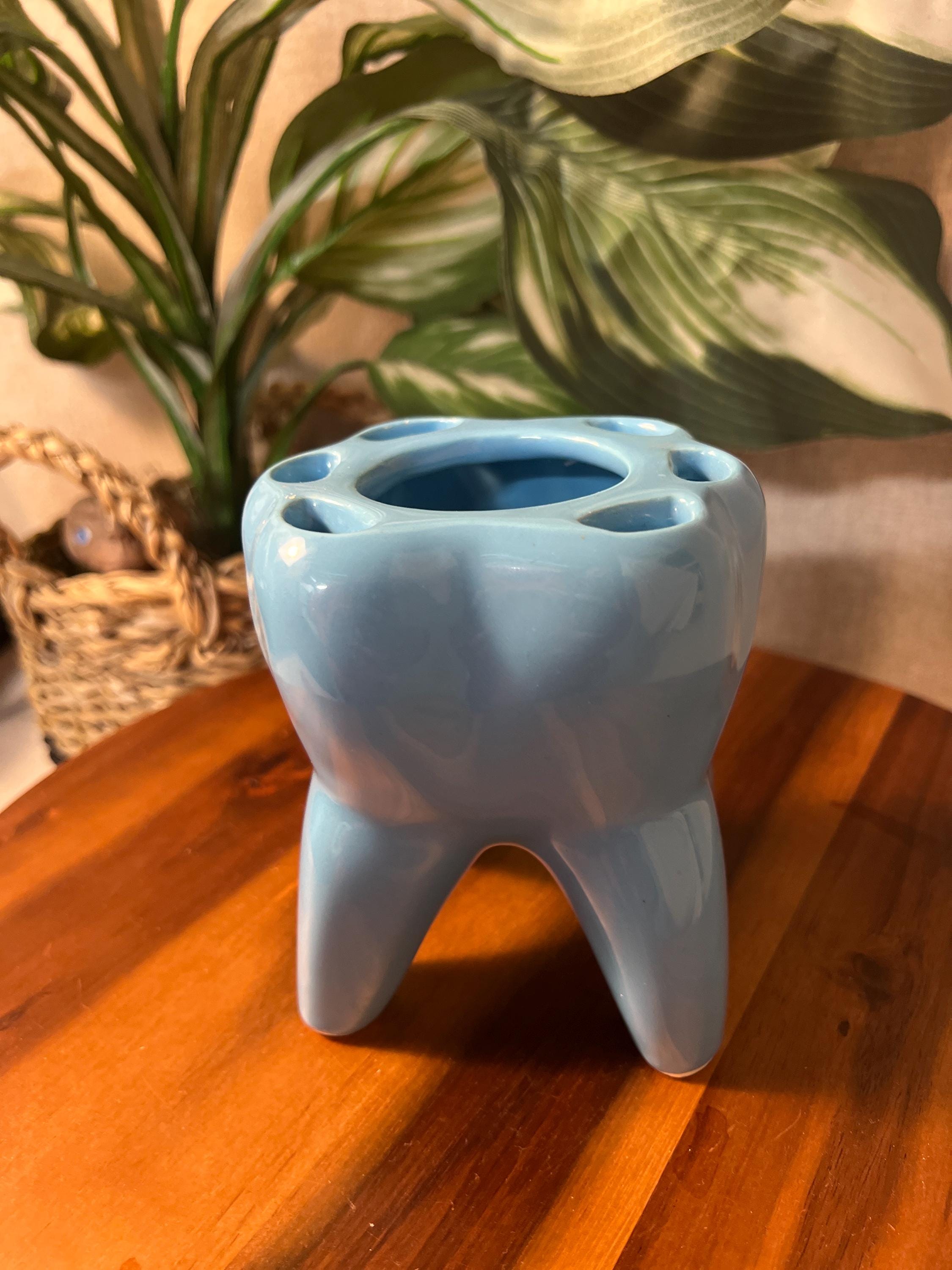 Tooth Planter Pen Holder Molar Ceramic Oddity Figural Dentist Hygienist