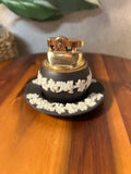 Vintage Black Jasperware Wedgwood Lighter And Ashtray
