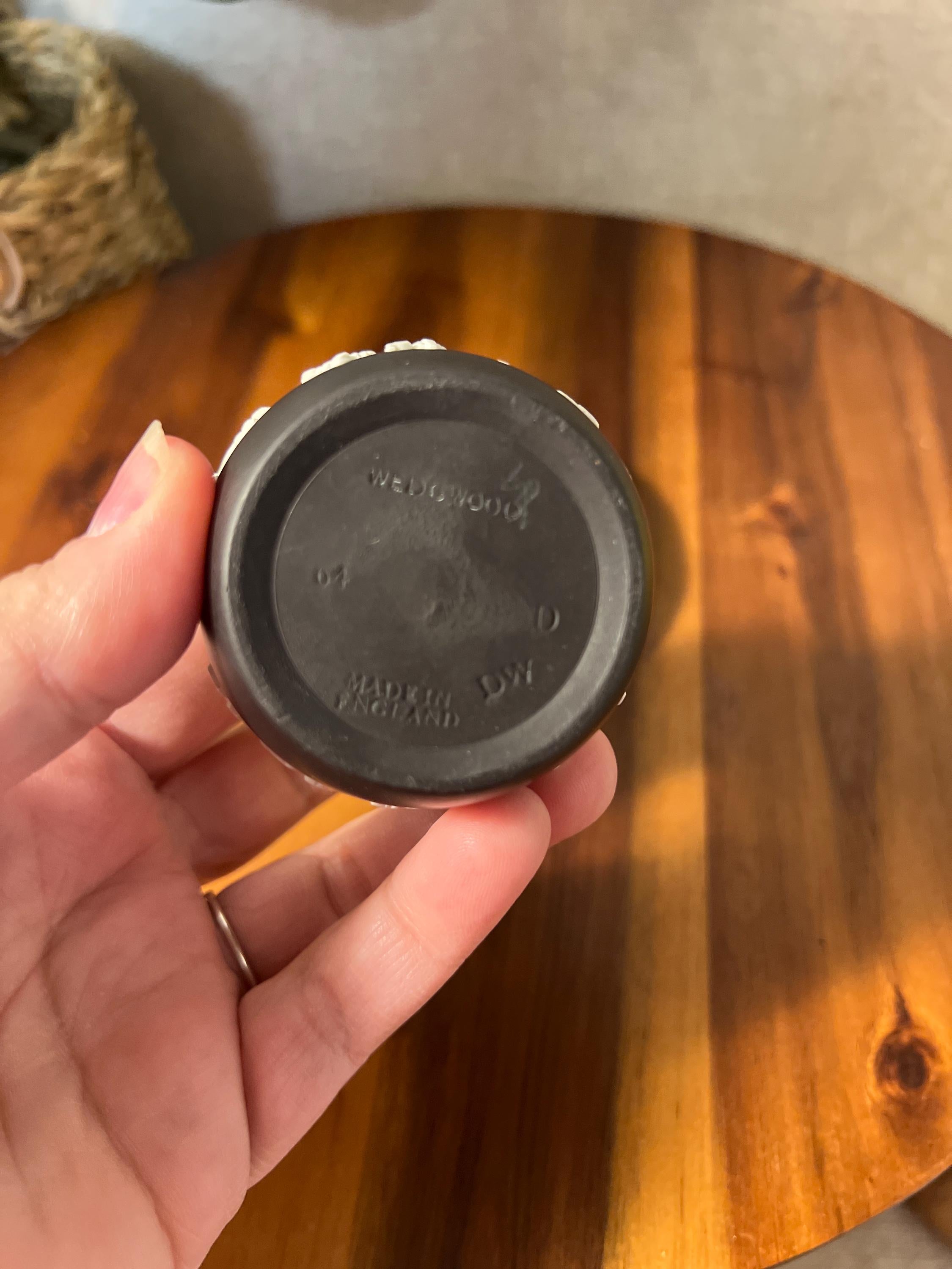 Vintage Black Jasperware Wedgwood Lighter And Ashtray