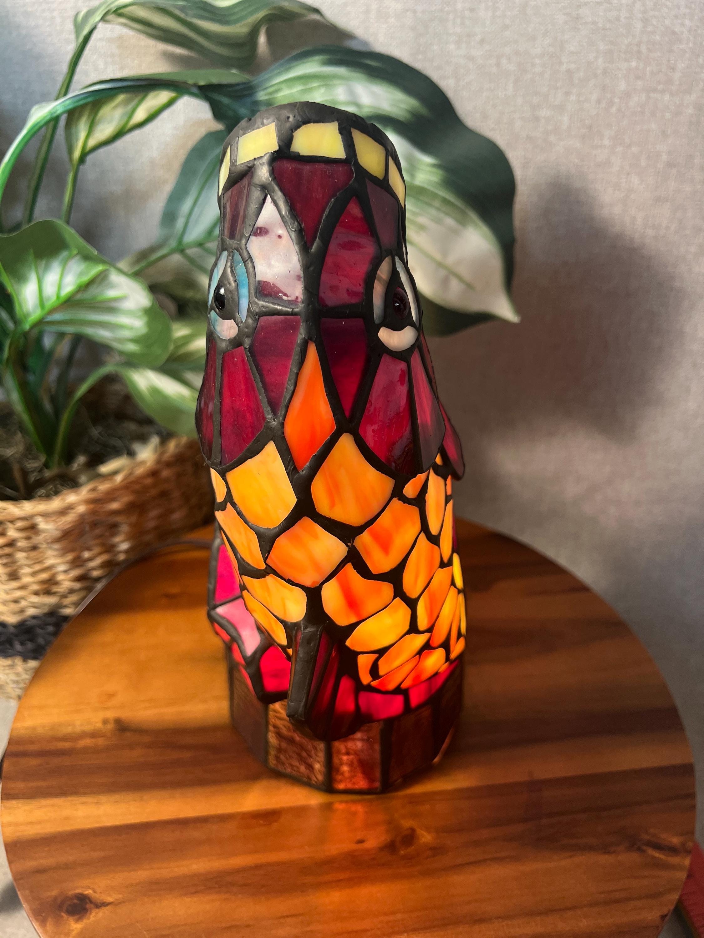 Vintage Tiffany Style Stained Glass Tropical Fishes Table Lamp With Bulb