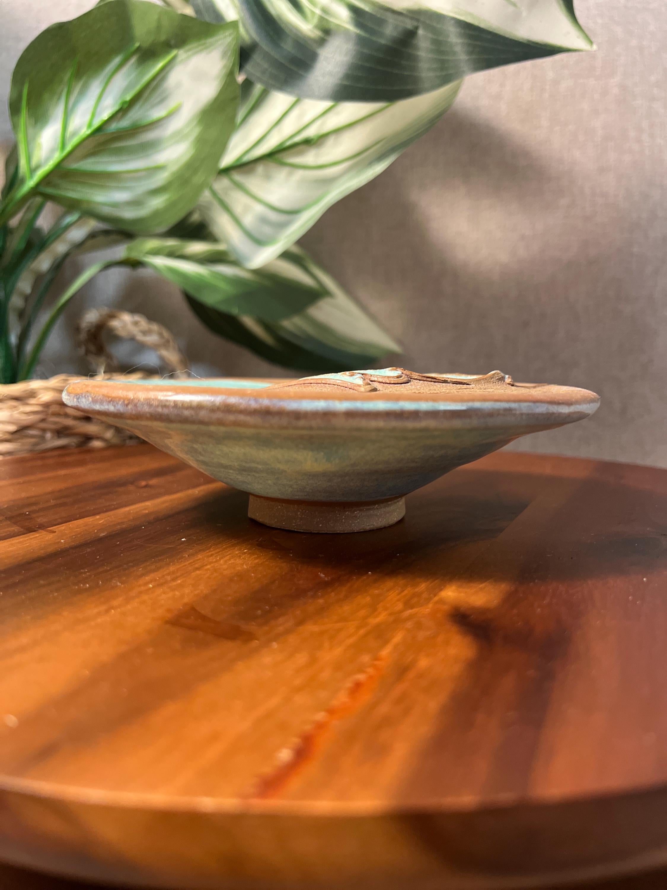 Ikebana Art Pottery vase with floral frog Drip Glaze