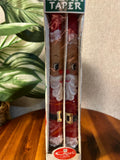 Vintage Capri Kitschy Red Santa Claus Christmas Xmas Tall Wax Taper Candles new old stock