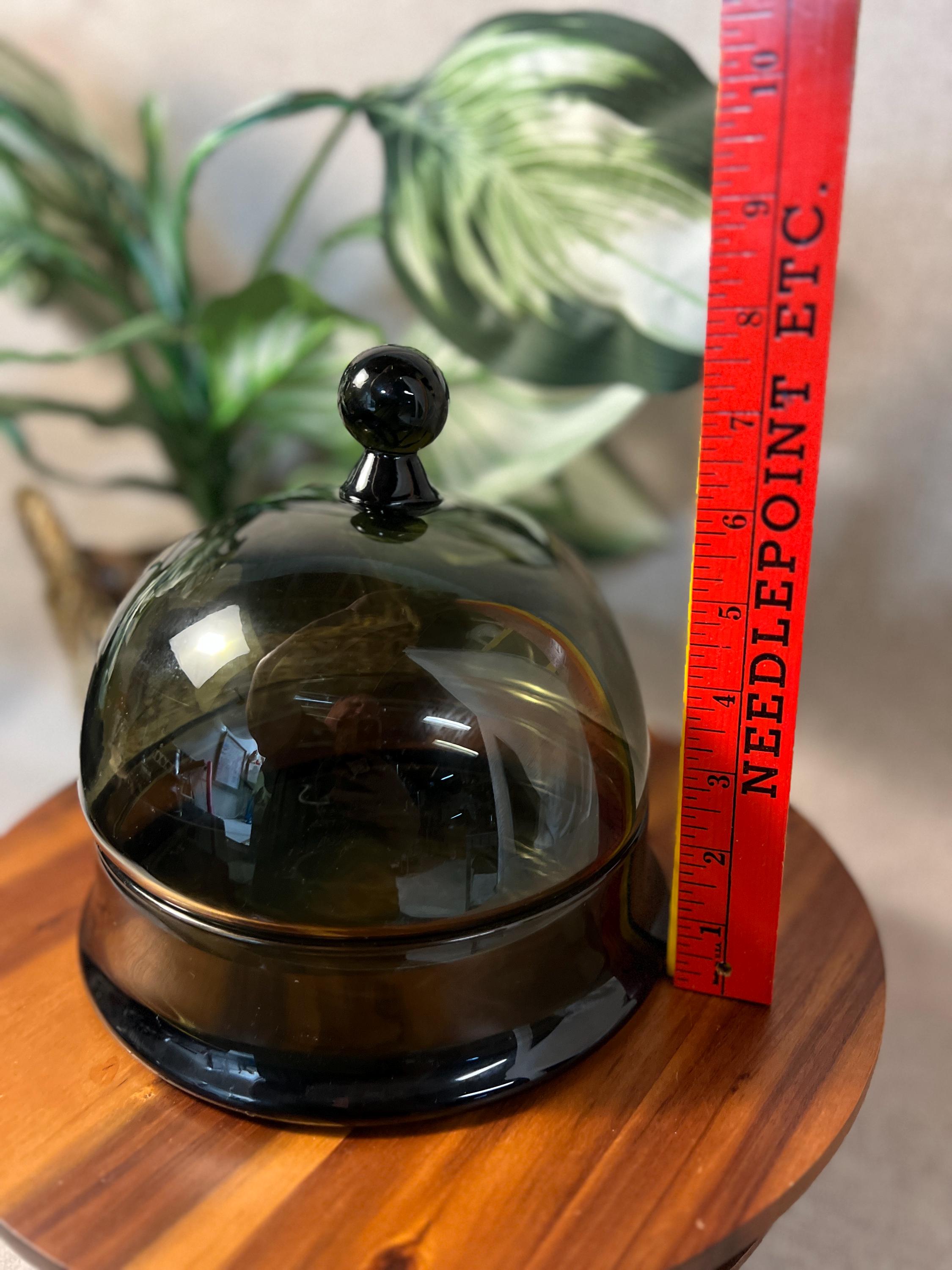 Vintage Cheese Dish w/ Smoky Glass Dome Cloche Lid