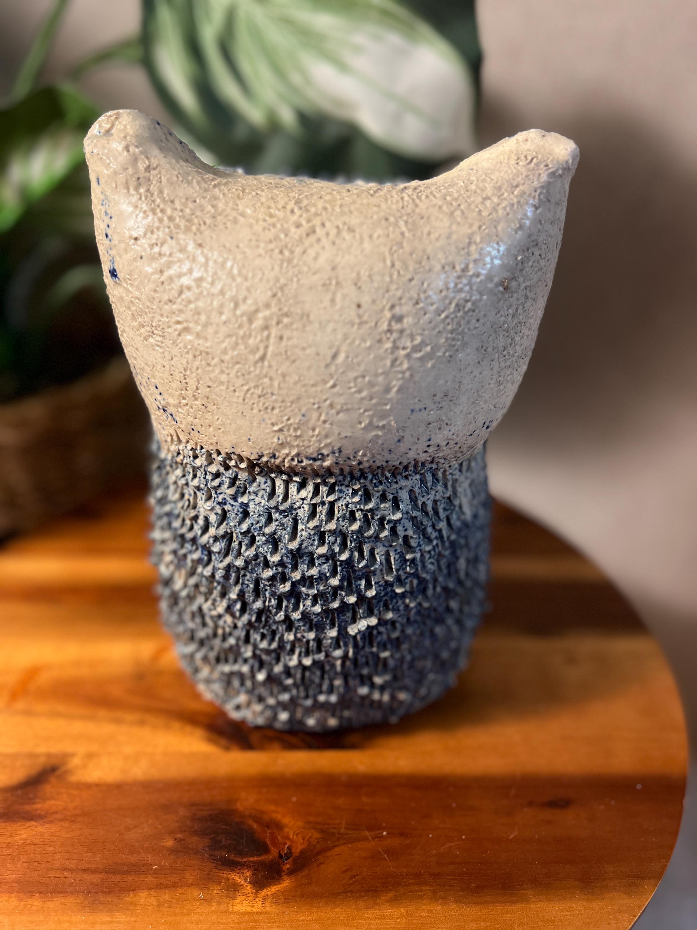 Vintage Ceramic Handmade Owl Statue see photos foot has chip