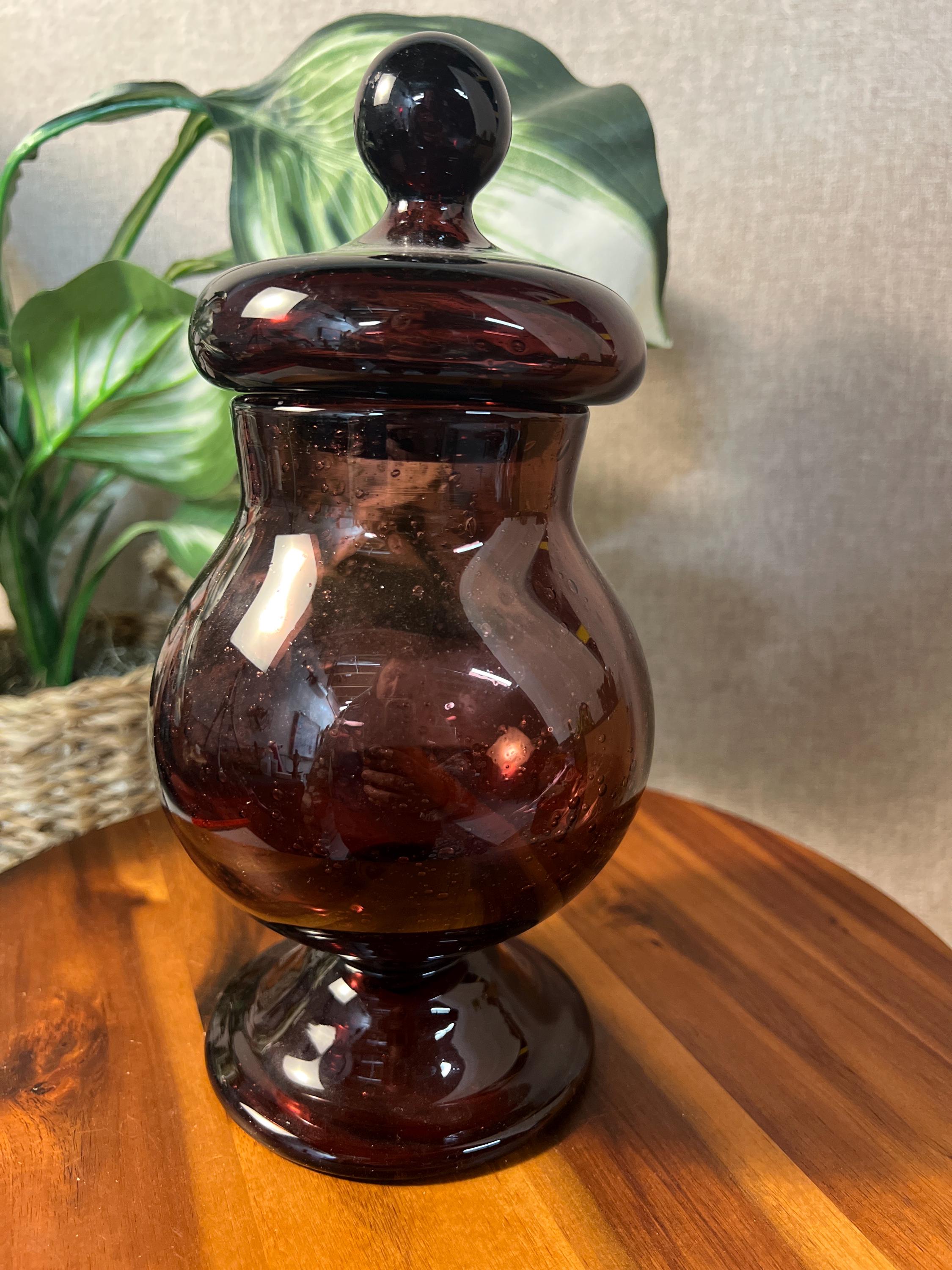 Vintage French Biot Amethyst Bubble Glass Sweets Candy Apothecary Jar