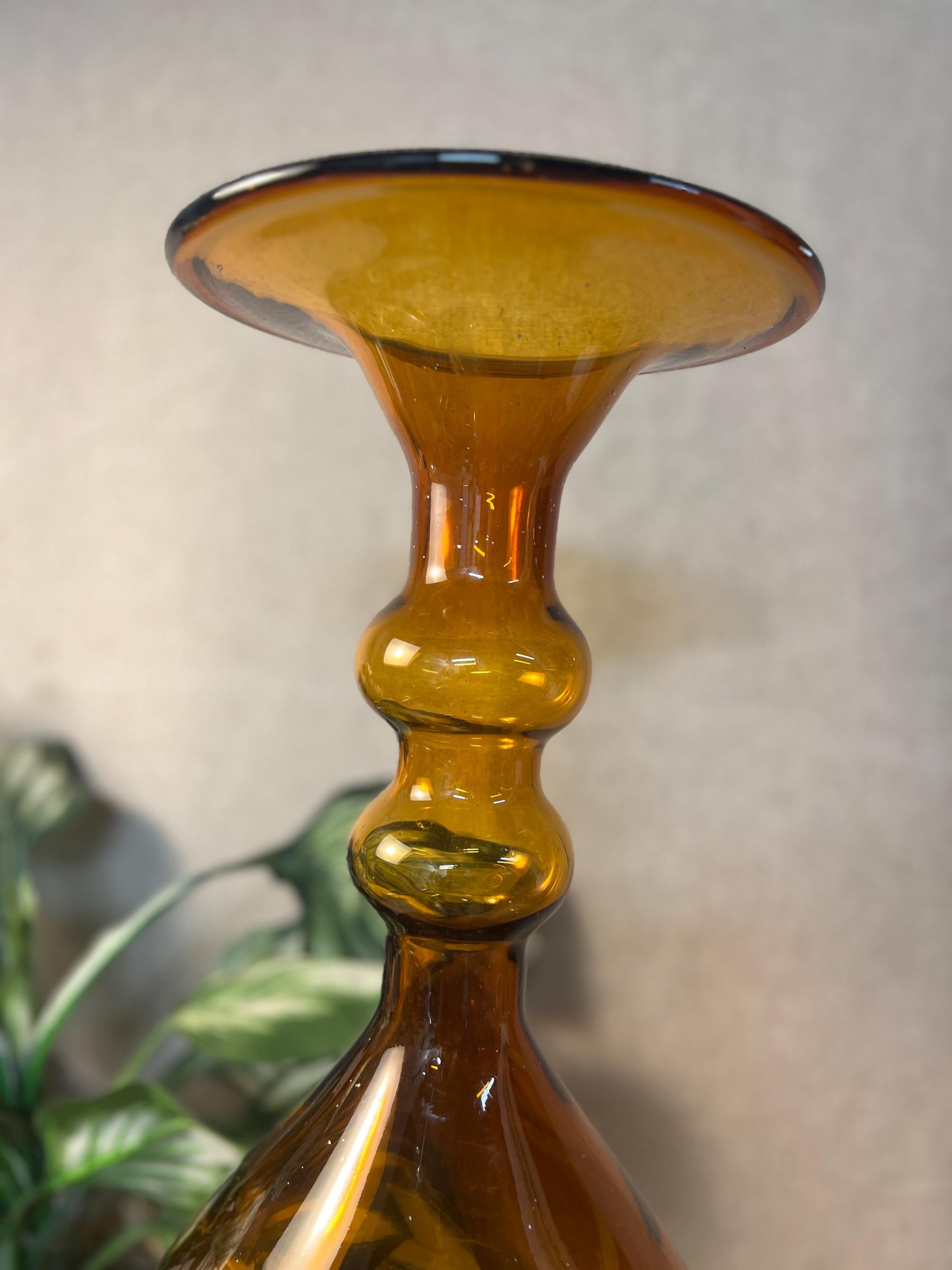 Vintage Mid-Century Modern Marakesh amber glass vase Tall
