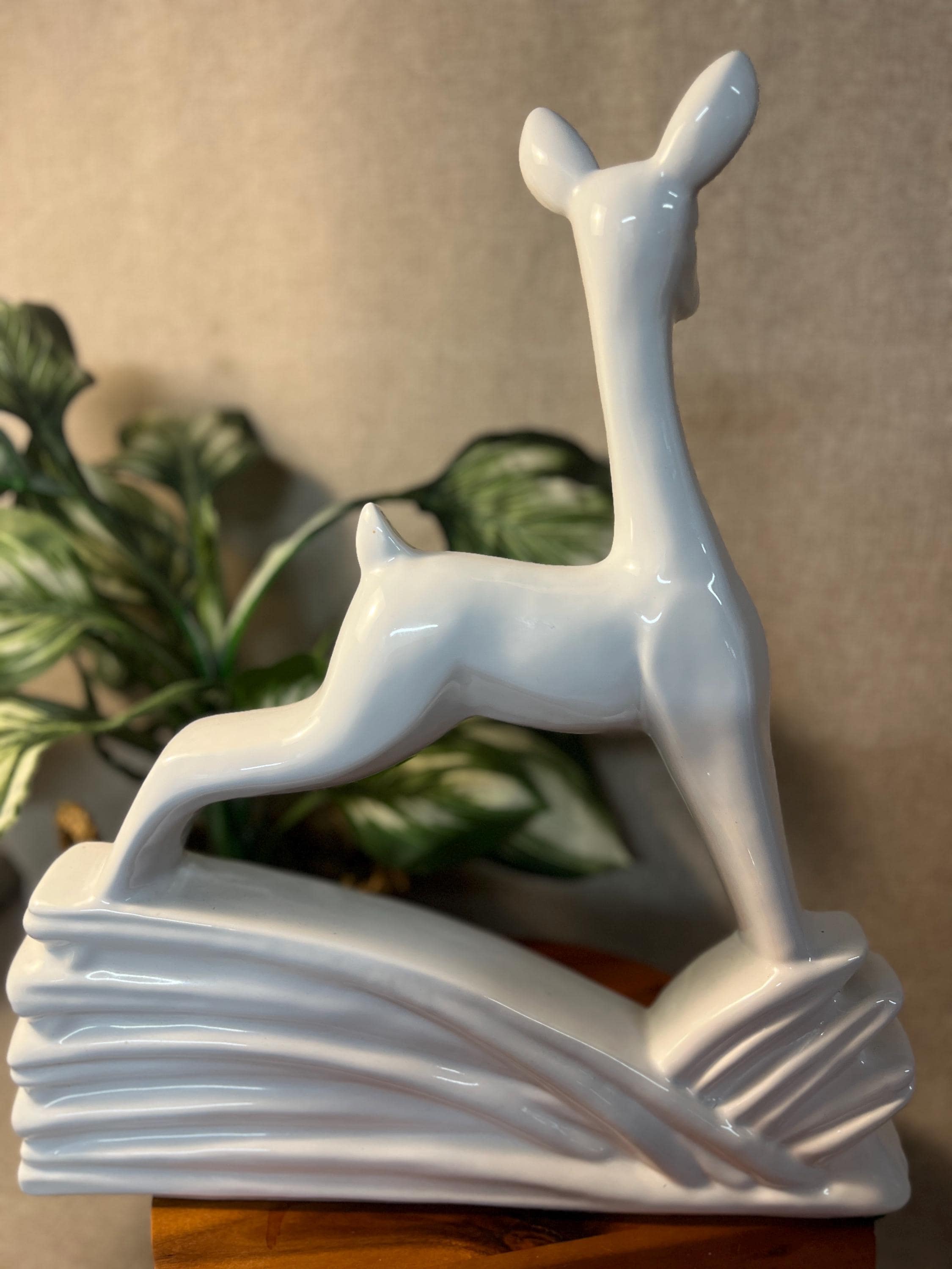 Vtg HAEGER XL 19" White DEER Figurine No. 6064
