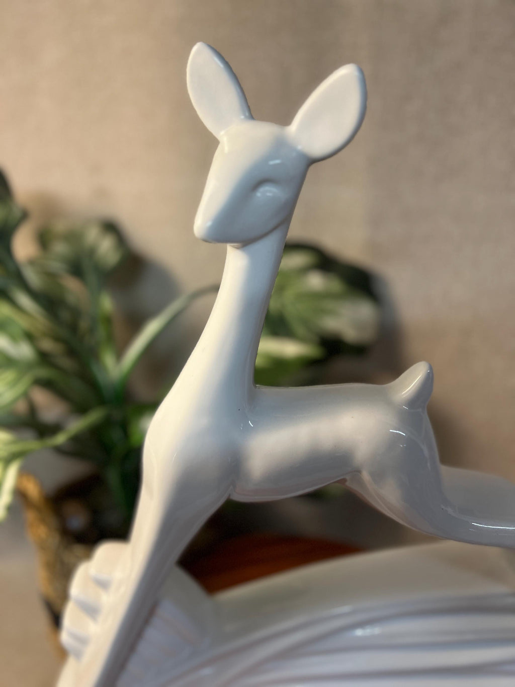 Vtg HAEGER XL 19" White DEER Figurine No. 6064