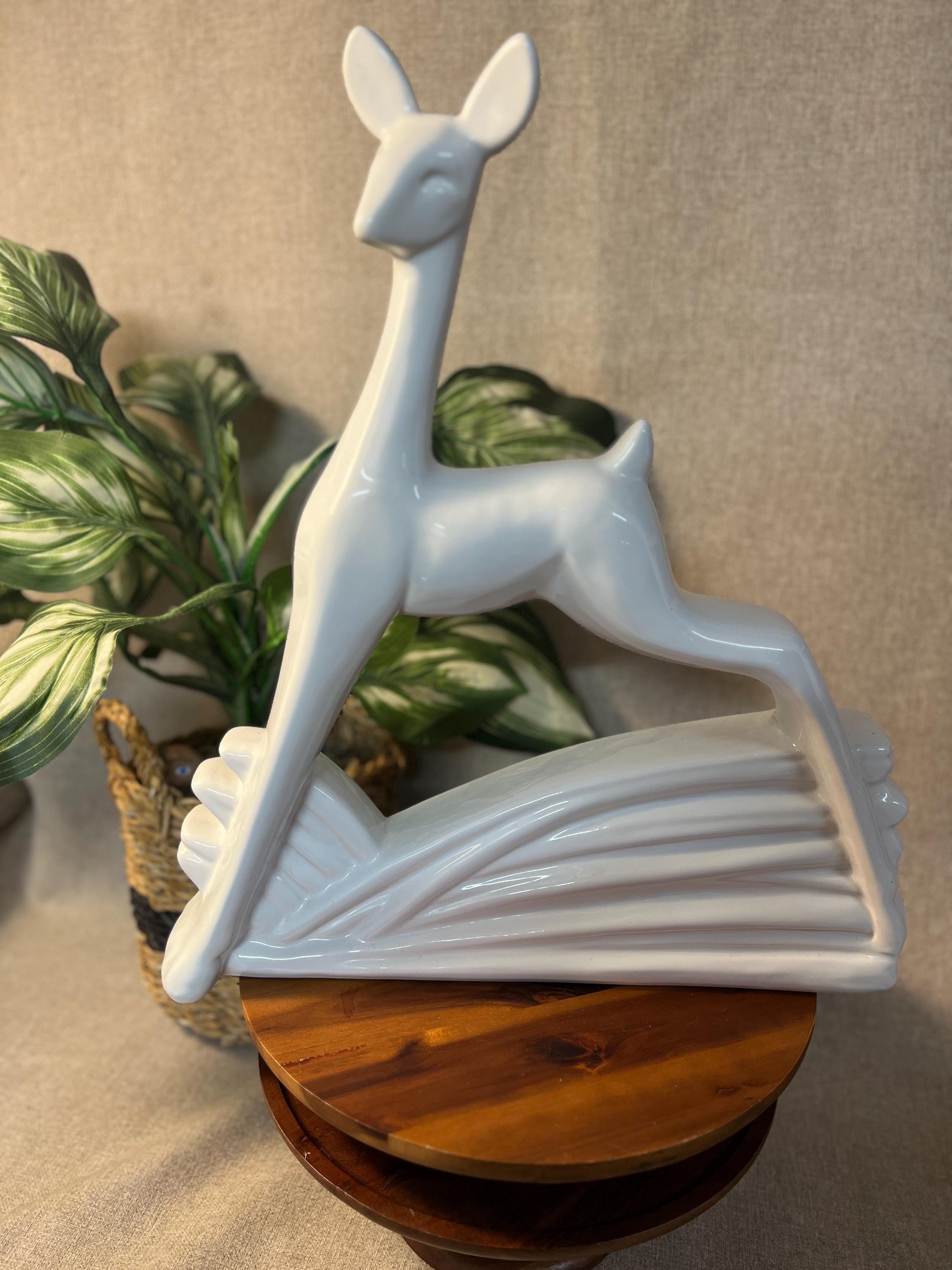 Vtg HAEGER XL 19" White DEER Figurine No. 6064