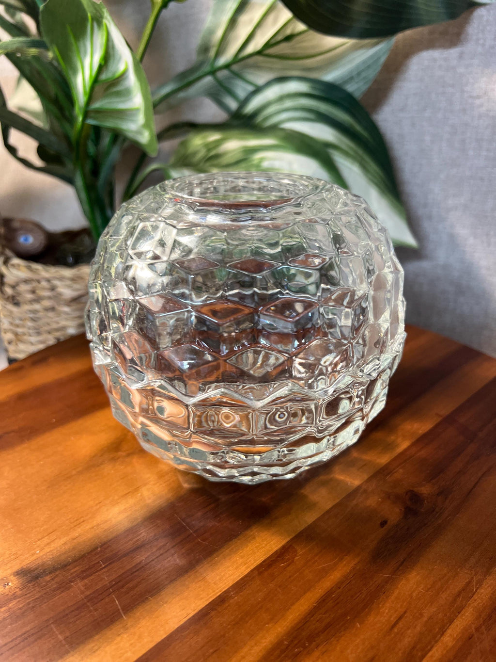 Indiana Glass HOMCO Clear Cubist Whitehall Fairy Lamp