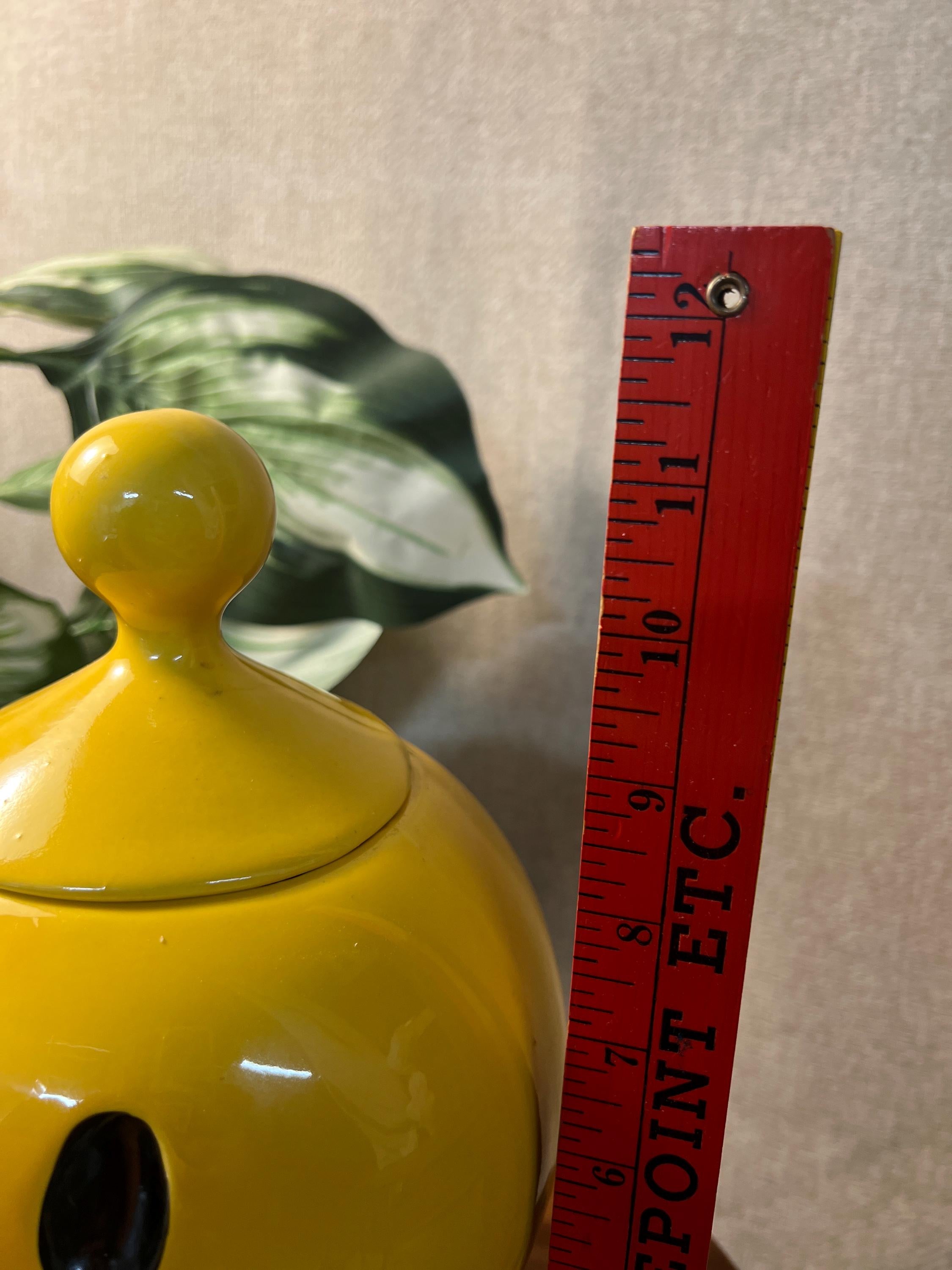 Vintage McCoy Yellow Smiley Face cookie jar W/ Lid" Have A Happy Day" 1970s
