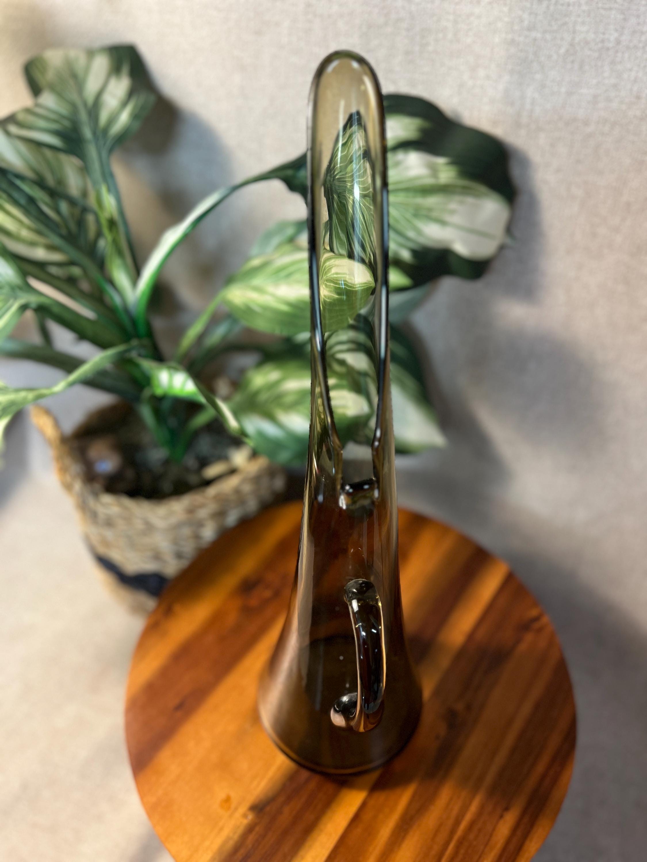 Vintage 1960's Kanawha Handblown Smoke Art Glass Pitcher Ewer Vase