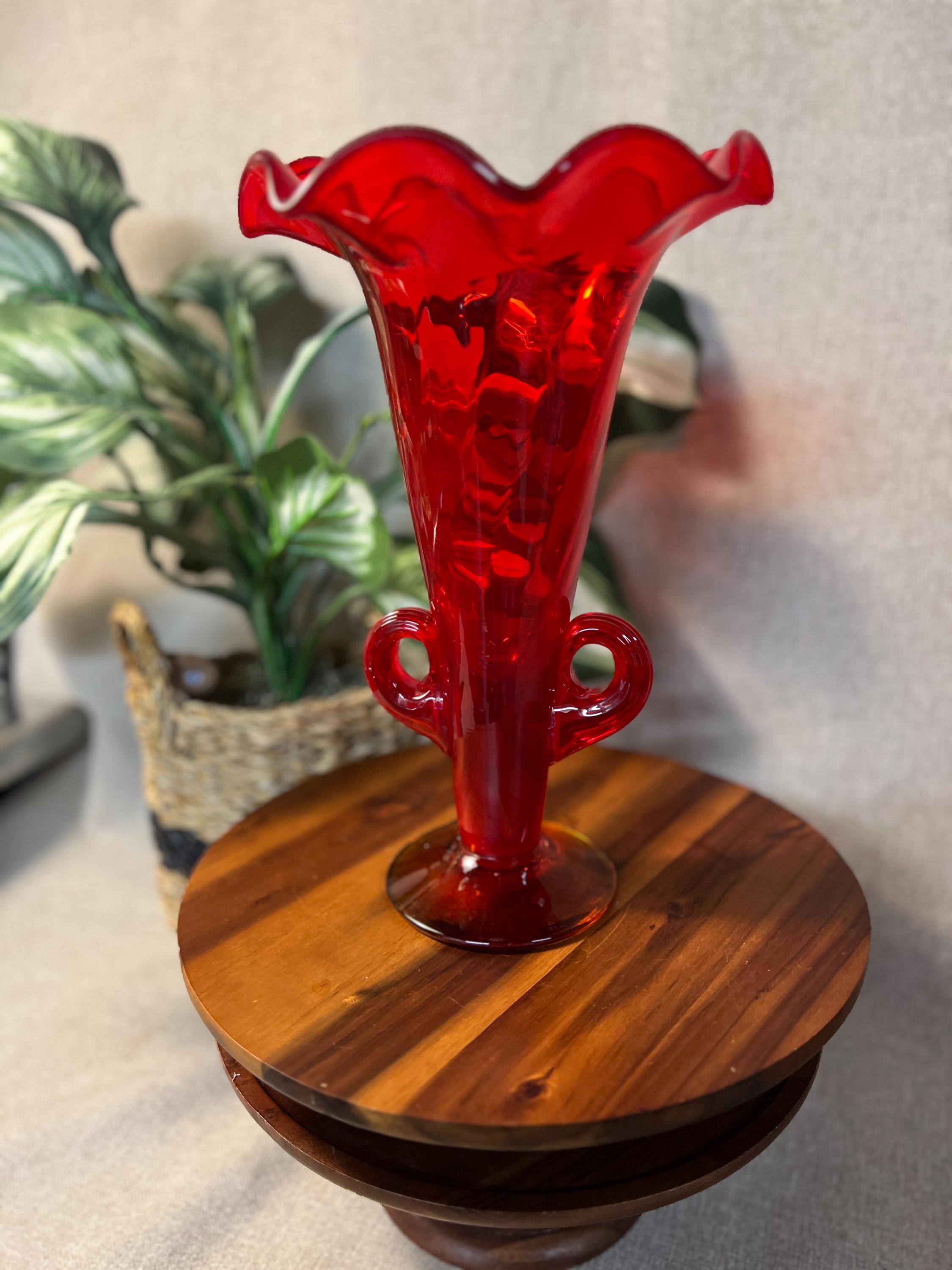 Blenko Vase 6930 Ruby Red 12 3/8" Handblown Art Glass