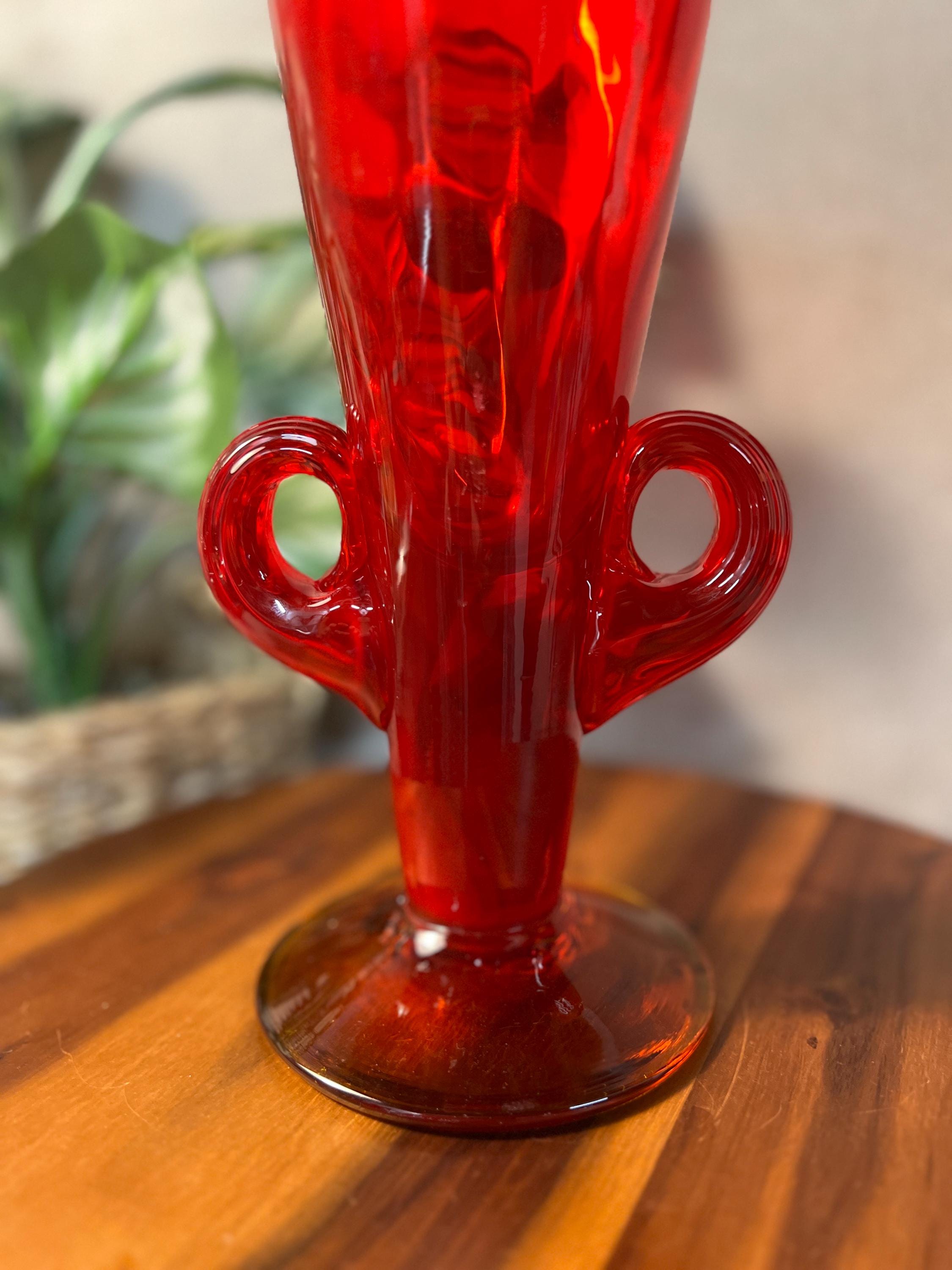 Blenko Vase 6930 Ruby Red 12 3/8" Handblown Art Glass