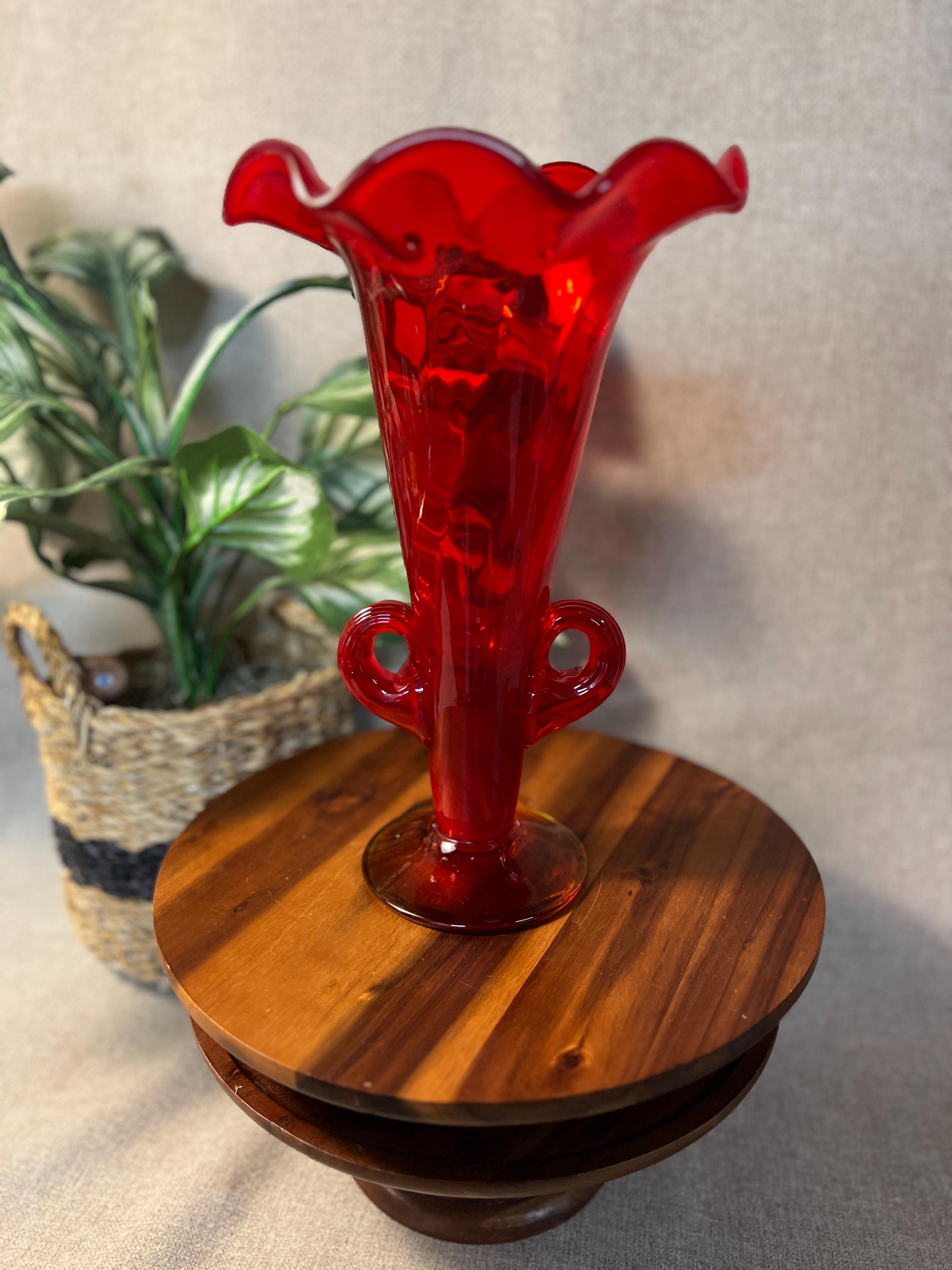 Blenko Vase 6930 Ruby Red 12 3/8" Handblown Art Glass