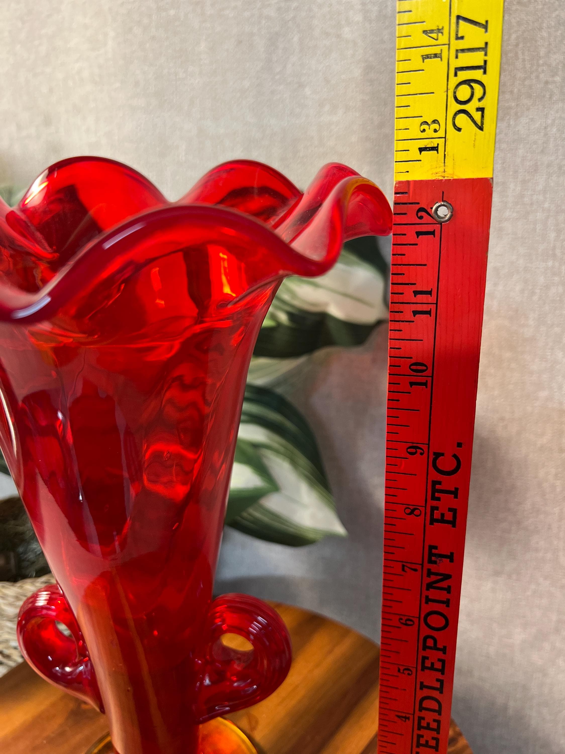 Blenko Vase 6930 Ruby Red 12 3/8" Handblown Art Glass