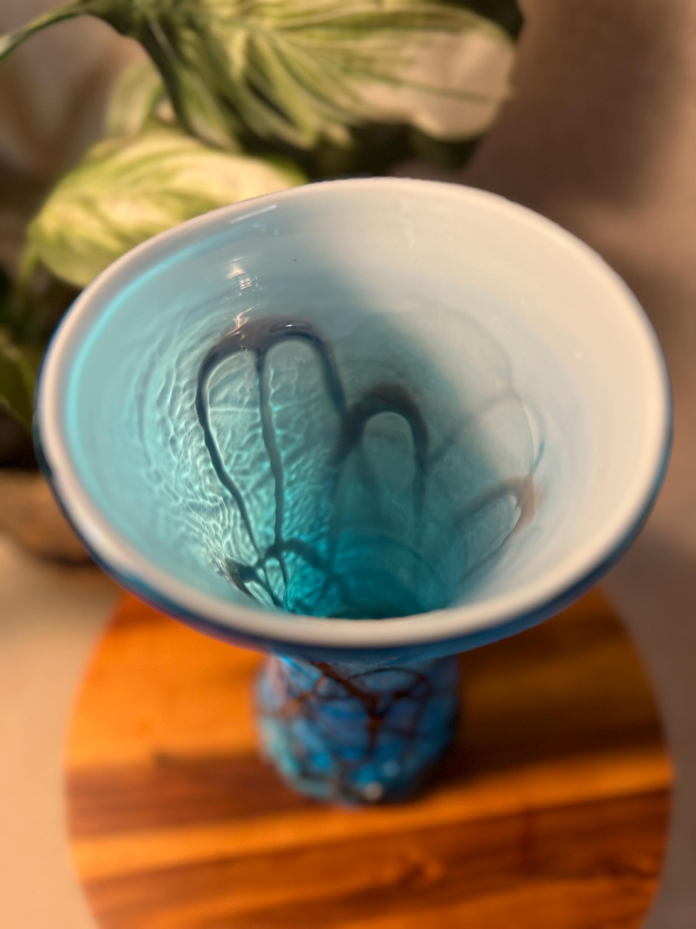 Vintage Light Blue and Cobalt Blue Vase cased glass (Italian Handblown Glass)