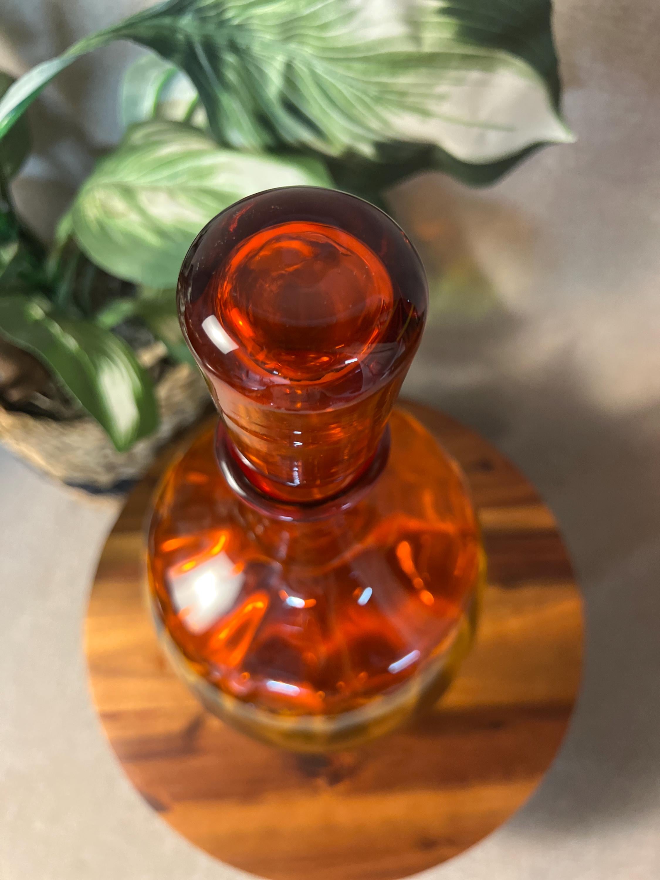 Vintage Blenko 6416 Joel Myers Decanter. 14 tall with stopper and approx 7 at widest section