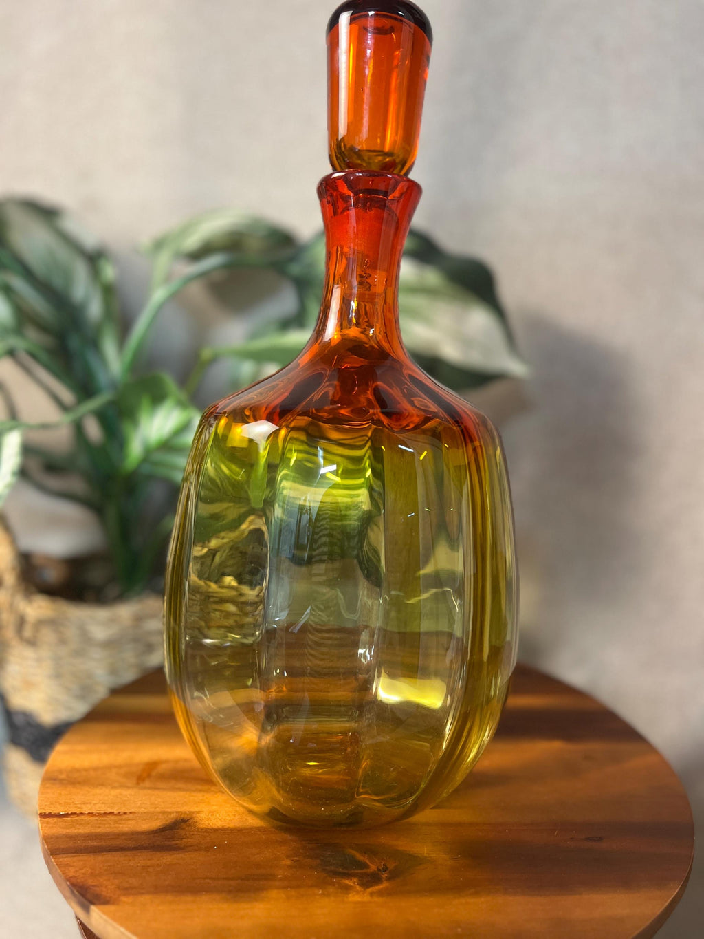 Vintage Blenko 6416 Joel Myers Decanter. 14 tall with stopper and approx 7 at widest section