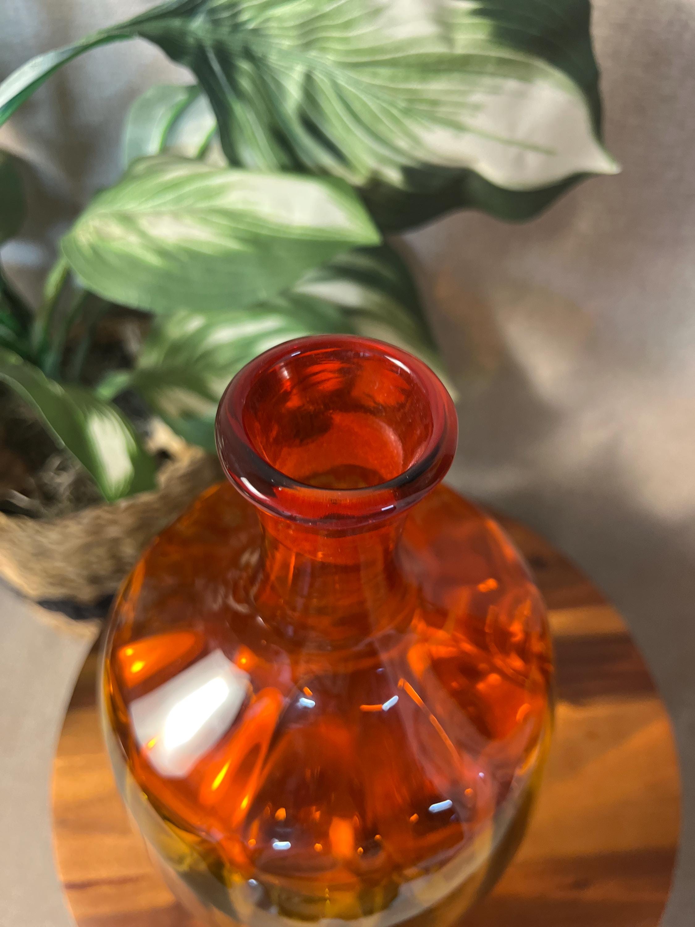 Vintage Blenko 6416 Joel Myers Decanter. 14 tall with stopper and approx 7 at widest section