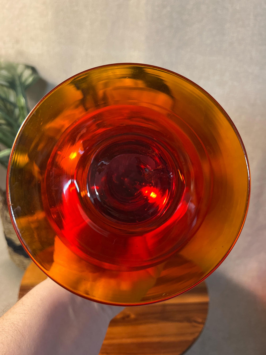 Vintage Mid Century Modern Red Orange Art Glass 1960's
