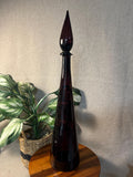 MCM 26 Tall Empoli Purple Amethyst Glass Bottle Decanter Vintage 1960s Top glued on
