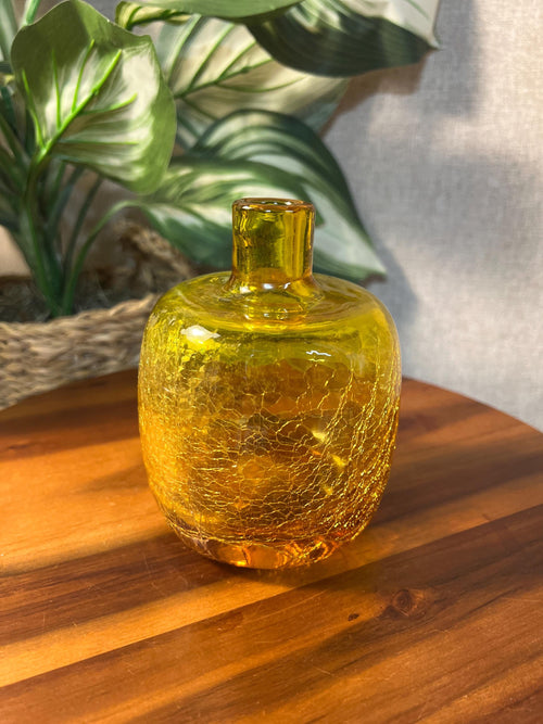 Blenko Yellow Crackle Vase 6424
