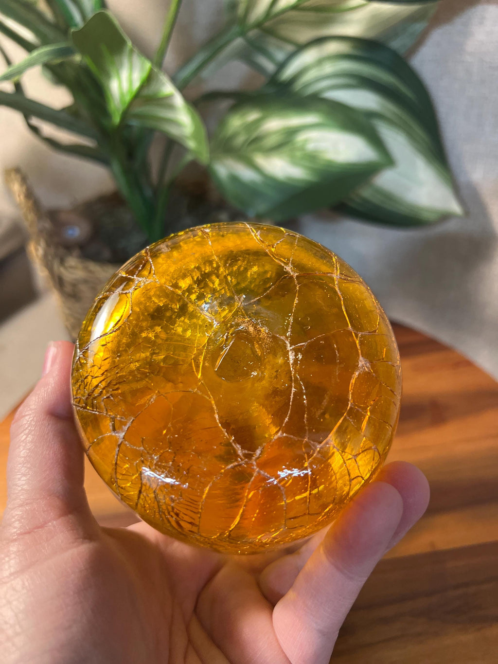 Blenko Yellow Crackle Vase 6424