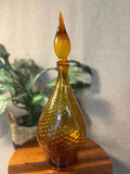 Vintage Mid-Century Modern Amber Empoli Glass Genie Decanter Bottle 18