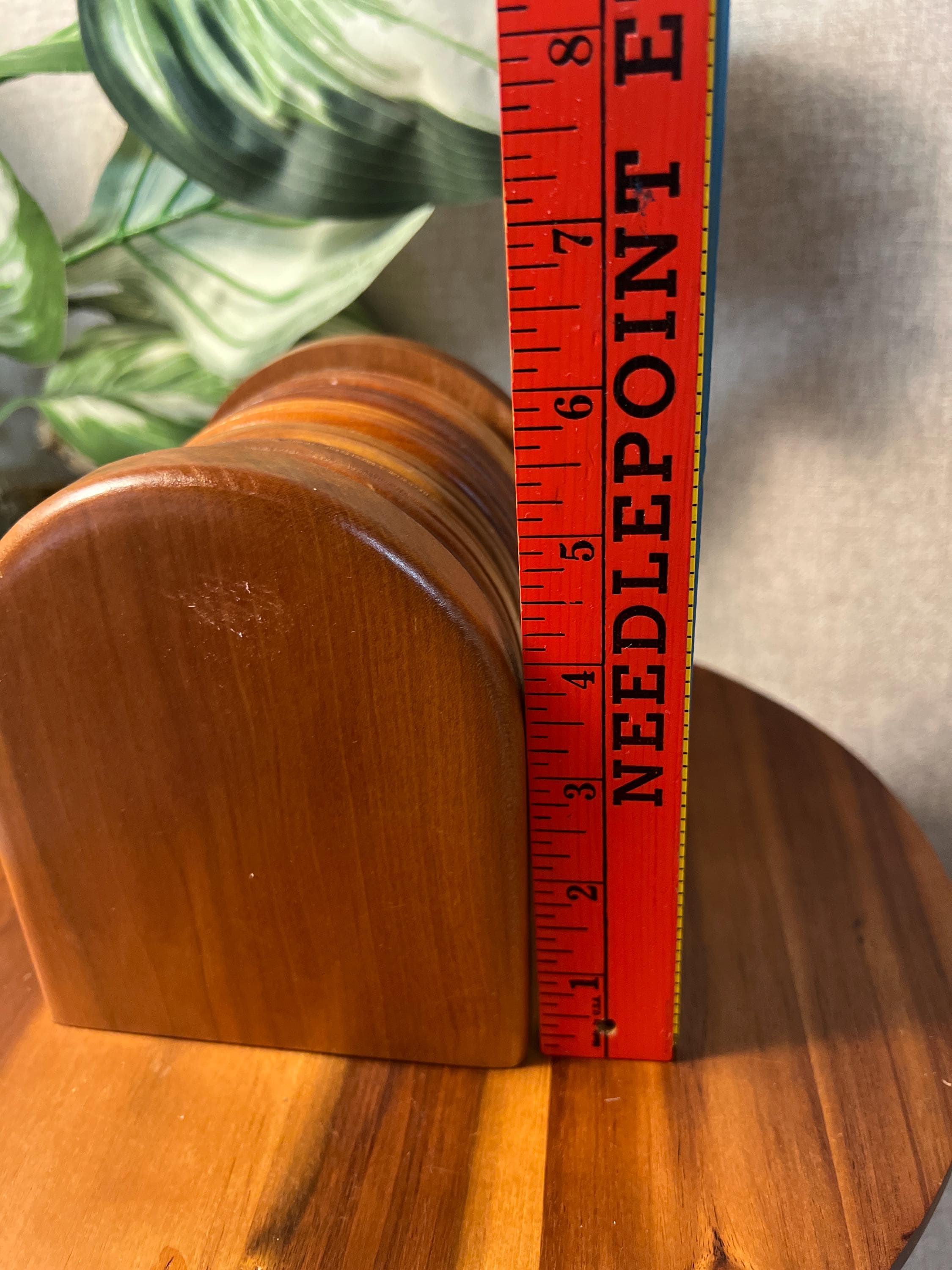 Vintage Hand-Carved Wooden Coaster Set Of 6 Round With Holder