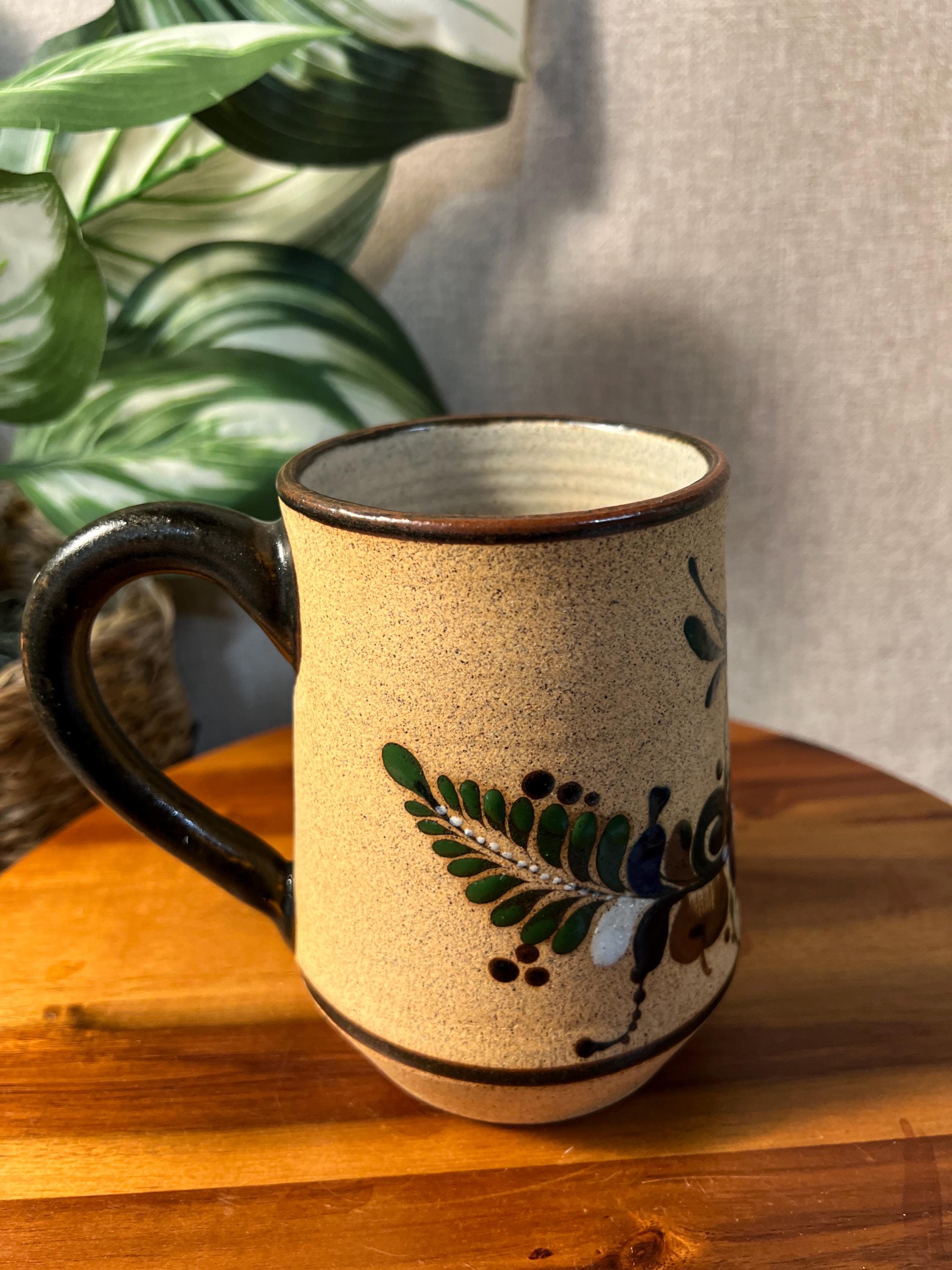 Mexican Tonala Ceramic Mug ARTIST Signed Pottery Art Stoneware