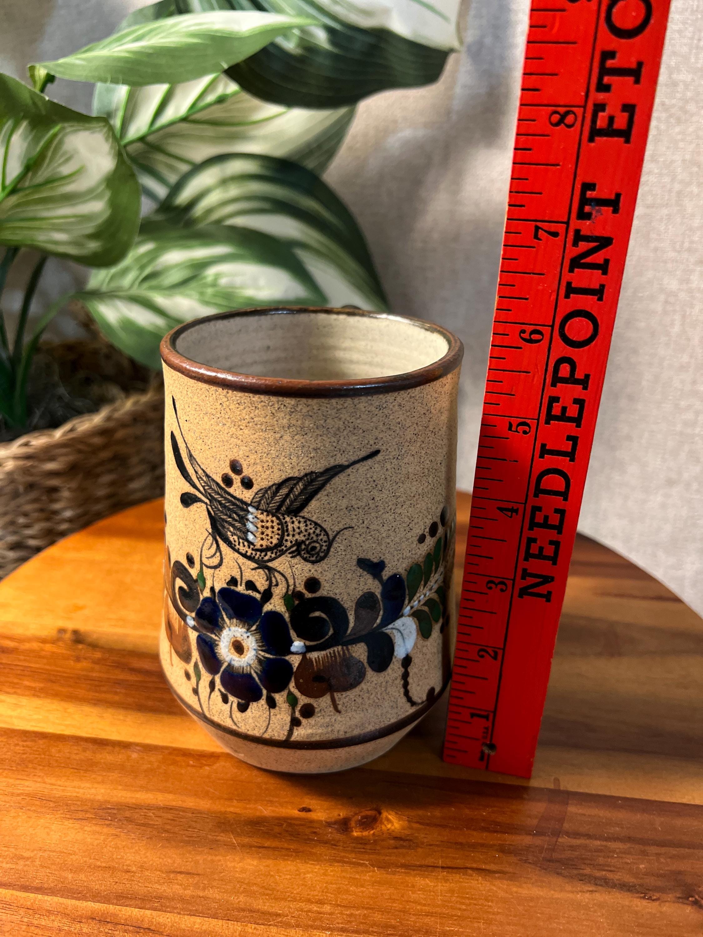 Mexican Tonala Ceramic Mug ARTIST Signed Pottery Art Stoneware