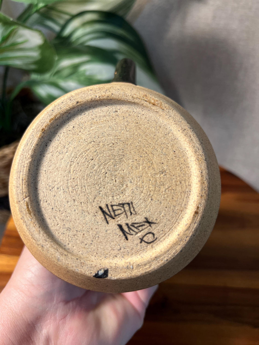 Mexican Tonala Ceramic Mug ARTIST Signed Pottery Art Stoneware