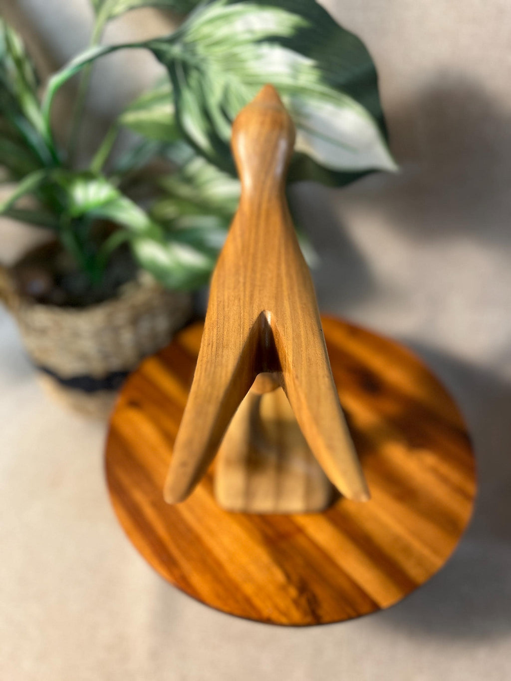 Vintage MCM HAND CARVED Shorebird On Base