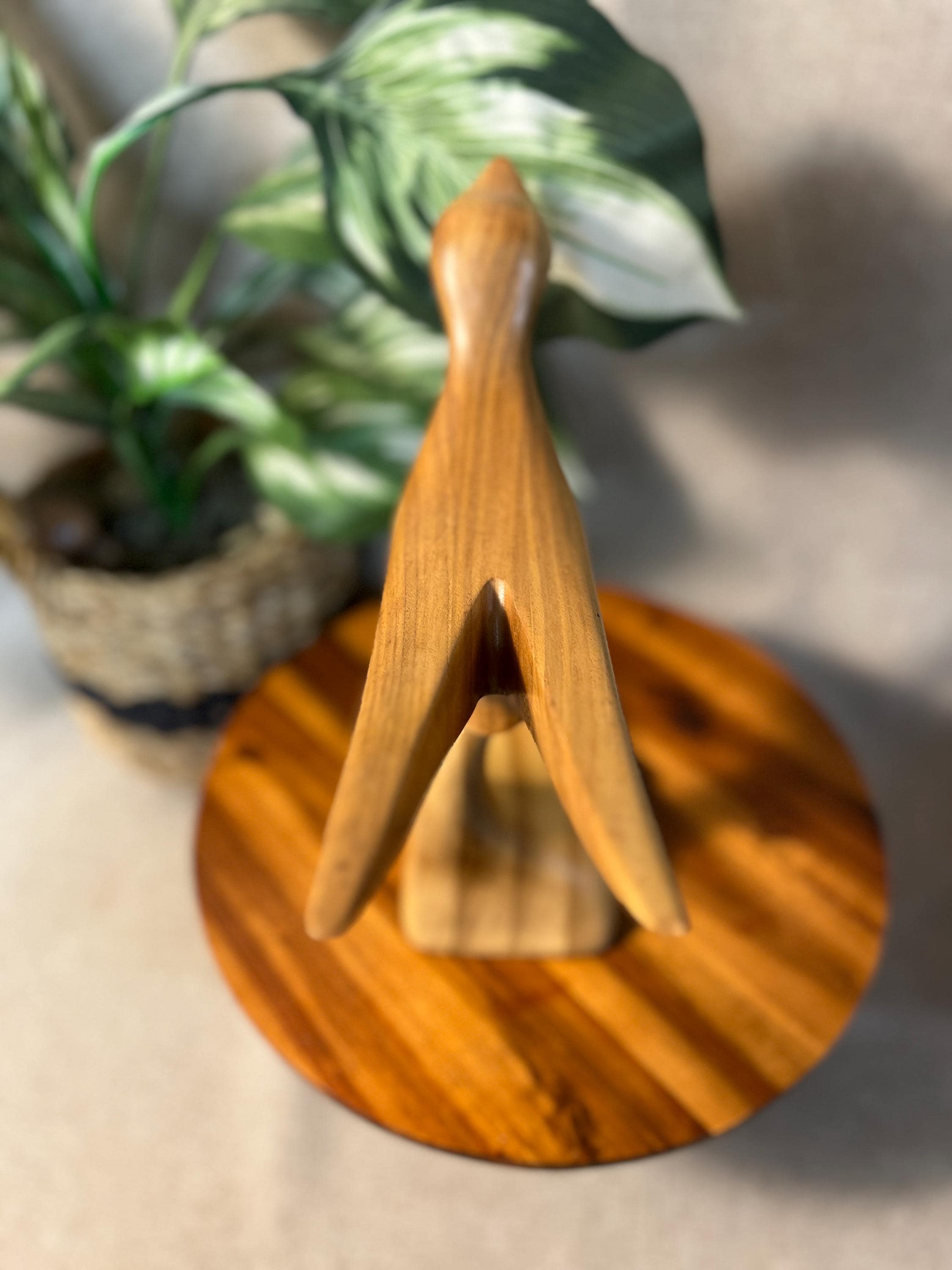 Vintage MCM HAND CARVED Shorebird On Base