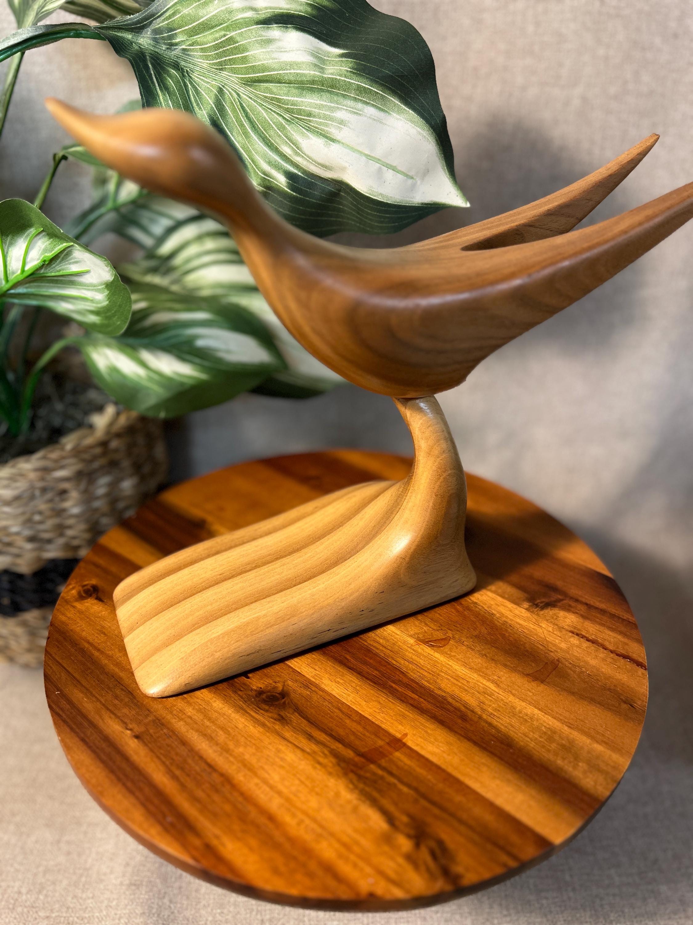 Vintage MCM HAND CARVED Shorebird On Base