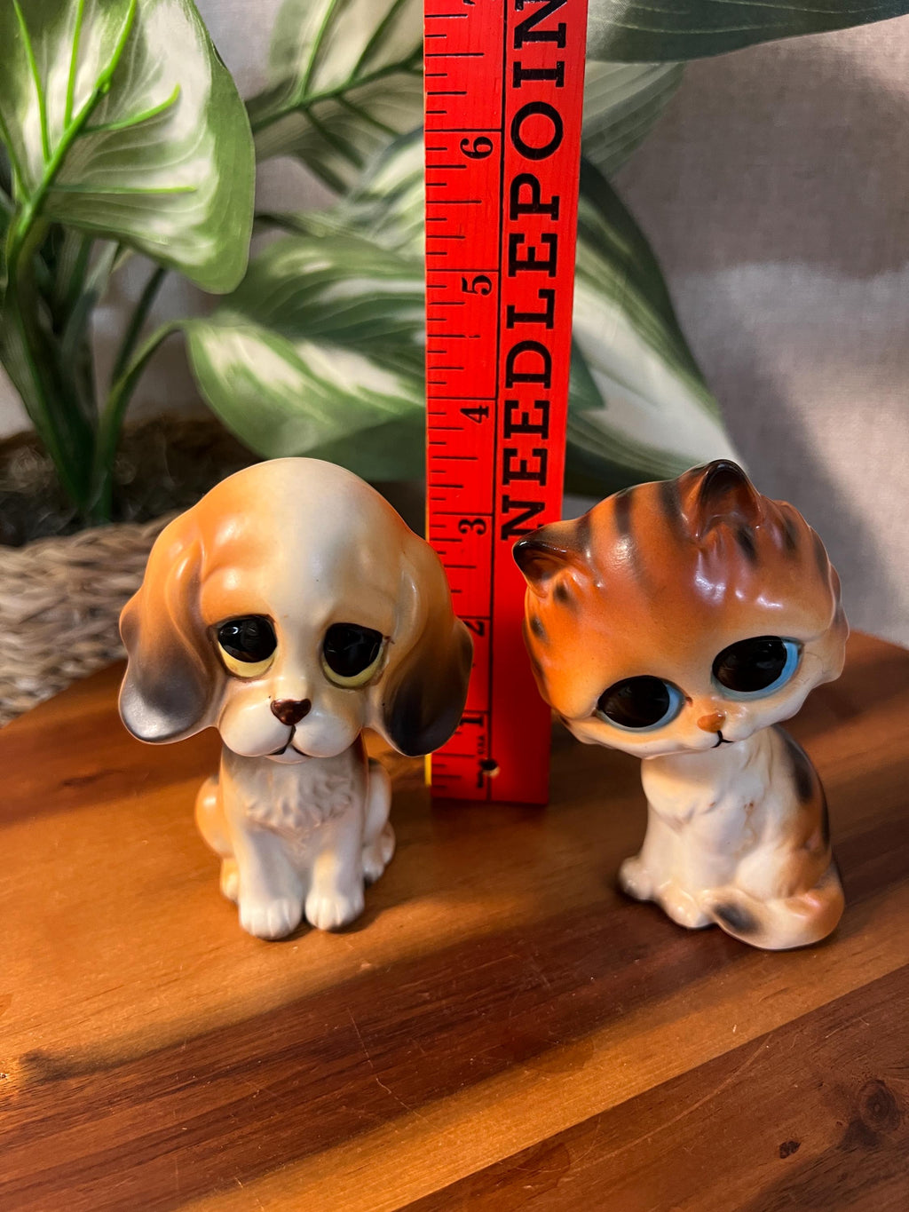 Vintage Lefton Sad Eyes Big Eyes Puppy Dog and Kitten Figurine Made In Japan