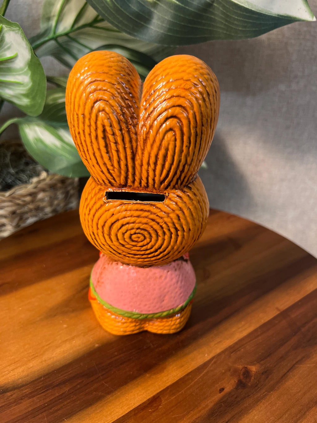 Vintage Lego 7" Chalkware Bunny Bank w/Ribbon