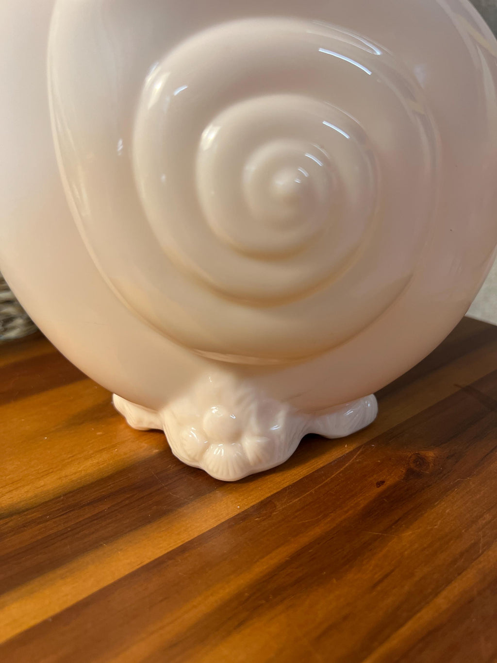Vintage Crown Tuscan Pink Milk Glass Vase, Cambridge Glass Co, Nautilus Seashell