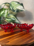 Moser Eyewinker Red Glass Two Snail Footed Compotes Candy Dish