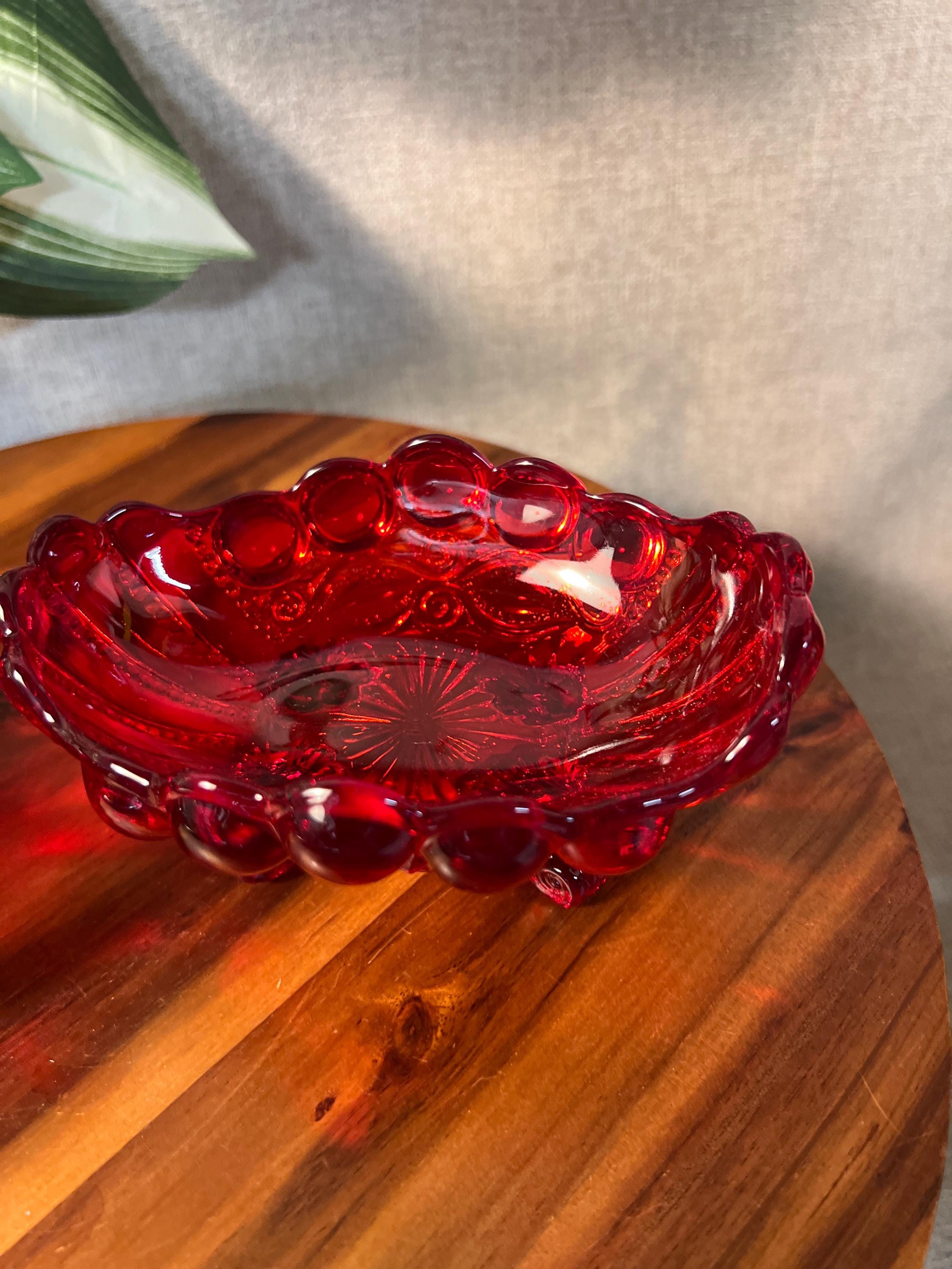 Moser Eyewinker Red Glass Two Snail Footed Compotes Candy Dish